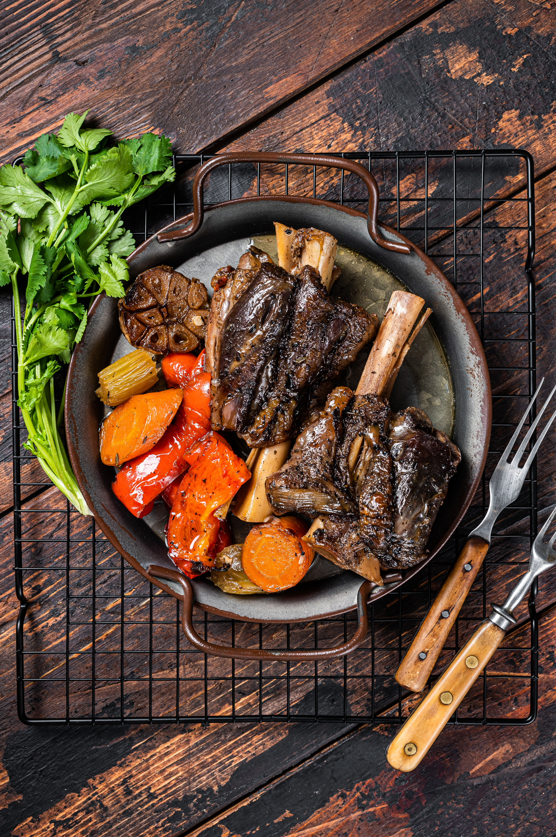 Ethiopian Coffee-Rubbed Lamb Chops with Injera Stir-Fry