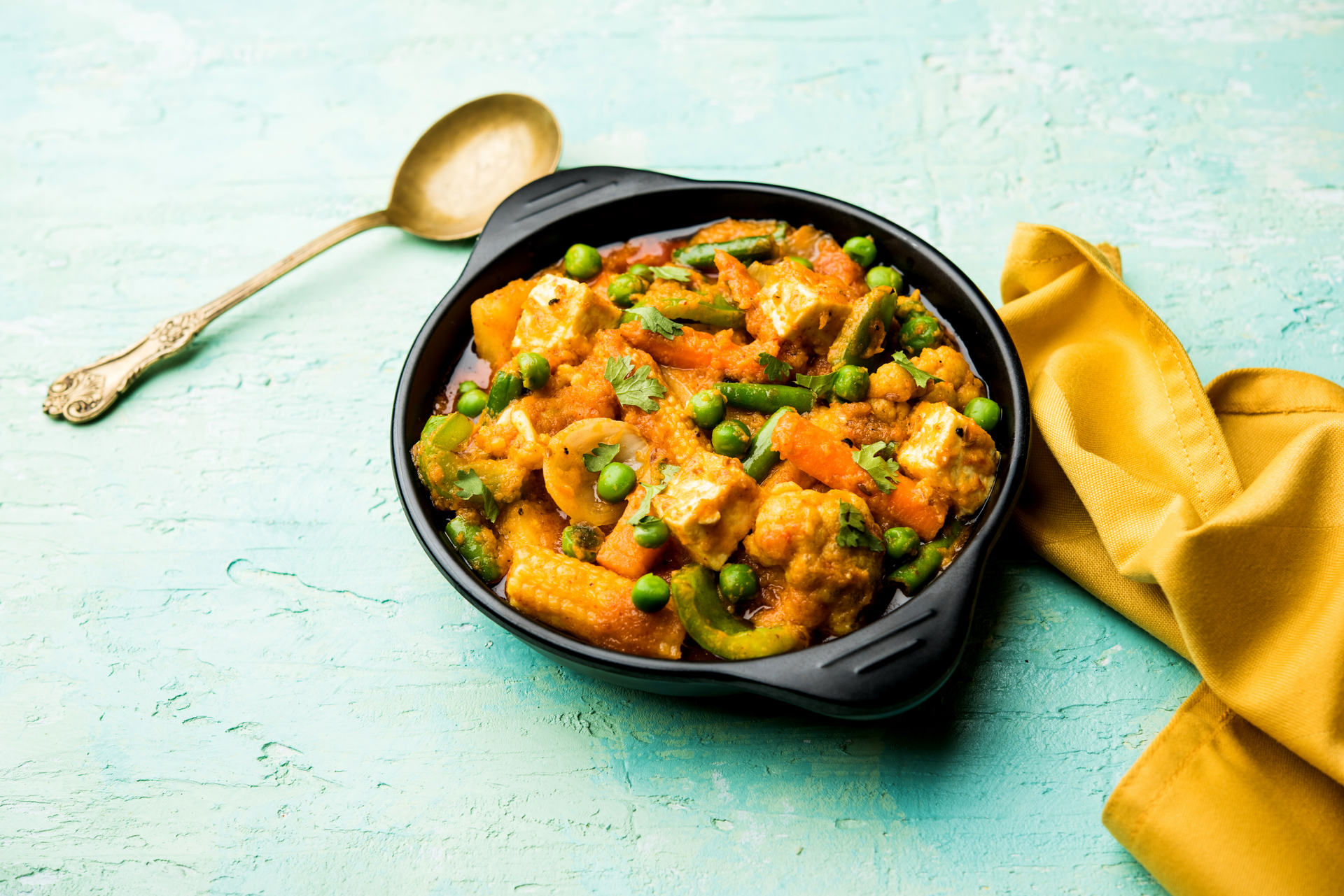 Exotic Indian Kadai Paneer with Green Bell Peppers