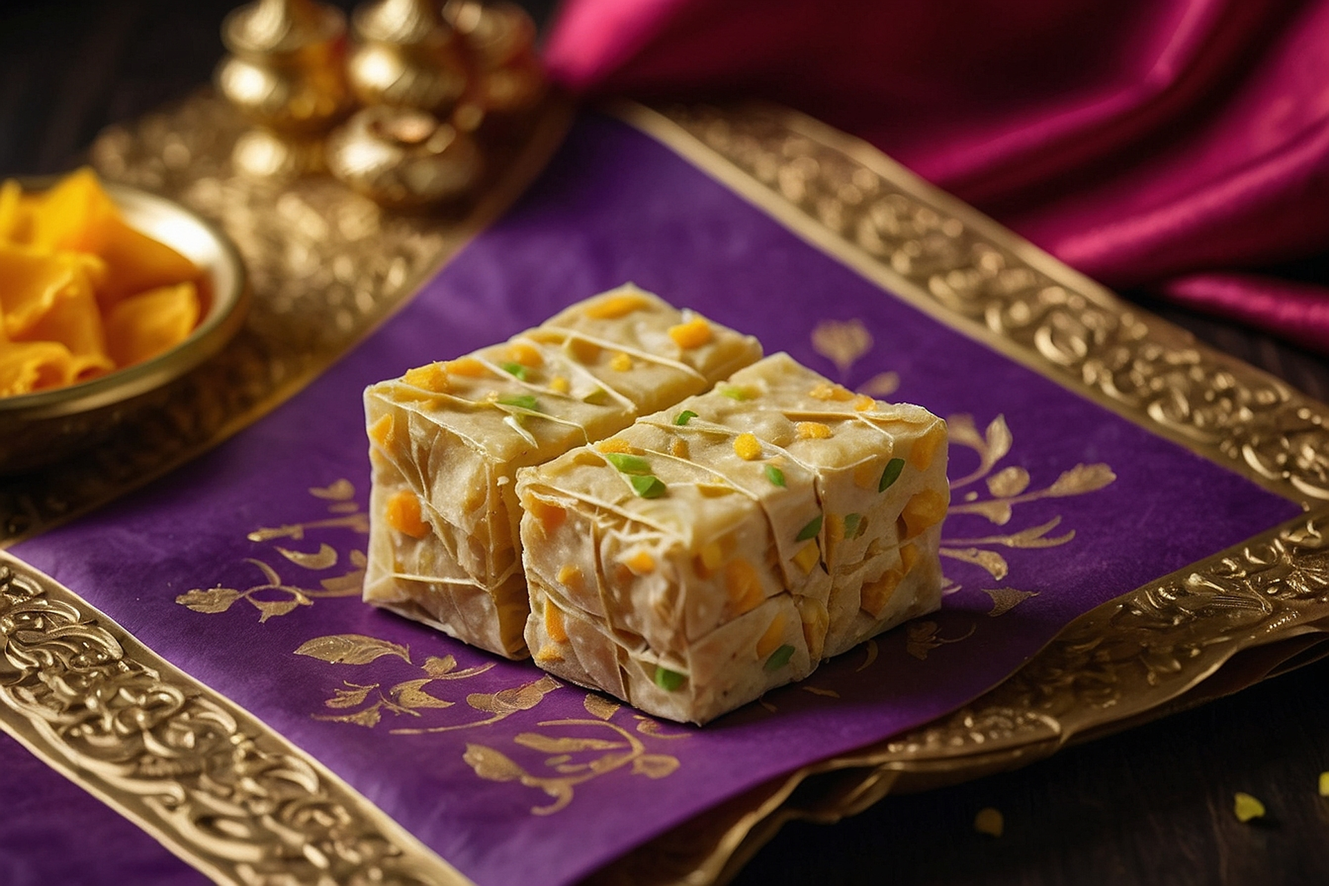 Exotic Iranian Saffron Halva with Pistachio Fragments