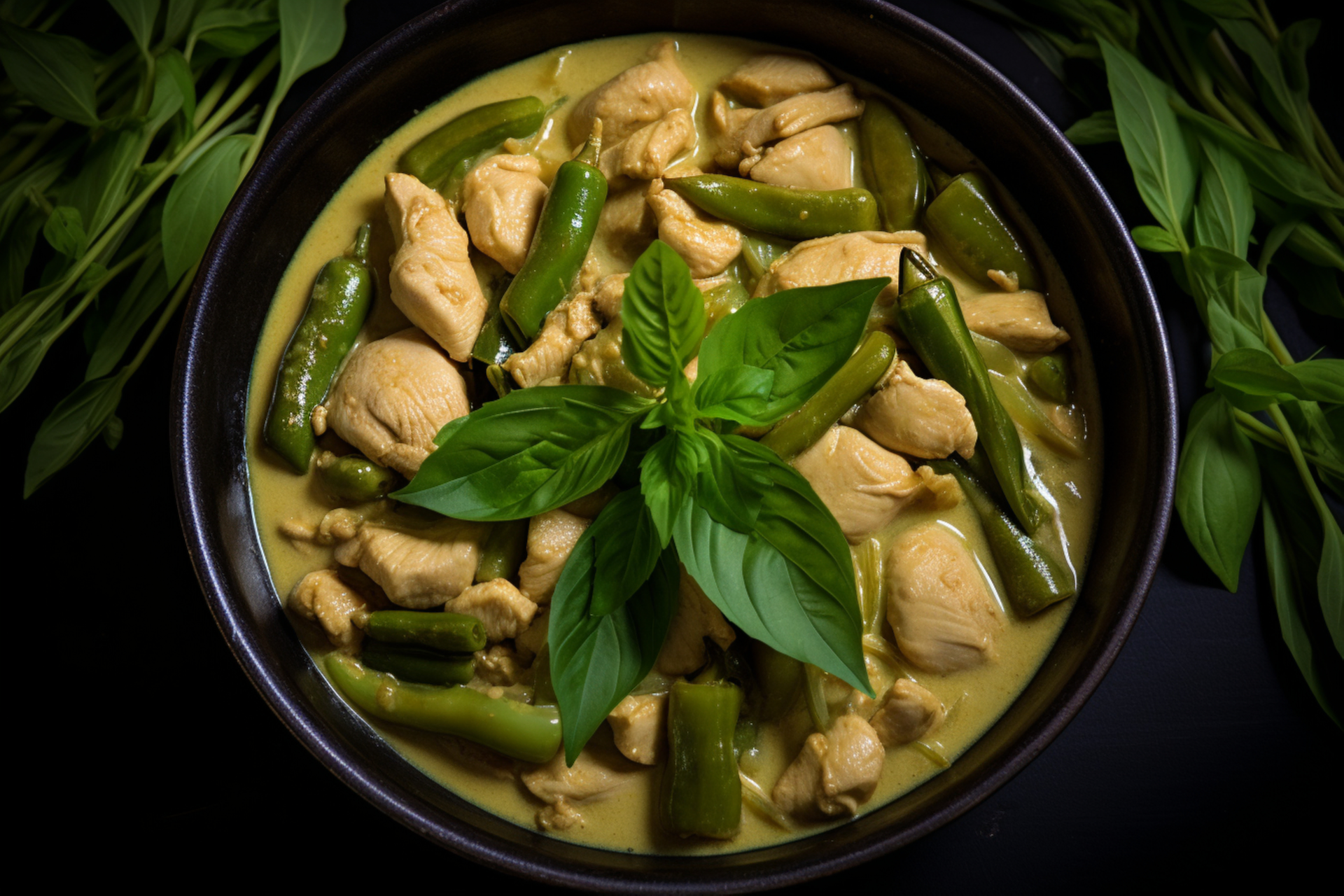 Exotic Thai Green Chicken Curry with Sweet Basil