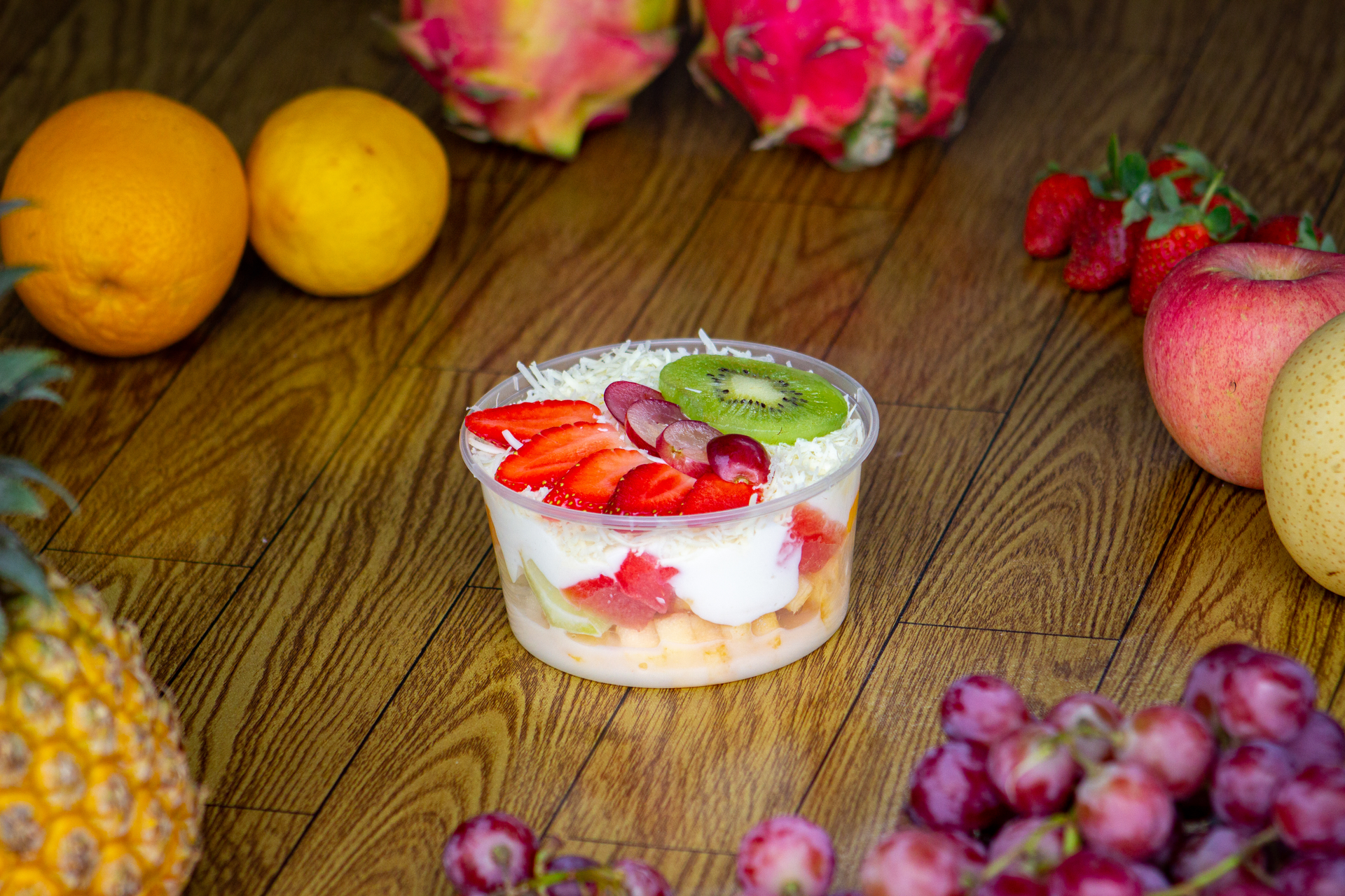 Filipino Halo-Halo Parfait with Tropical Fruits and Leche Flan