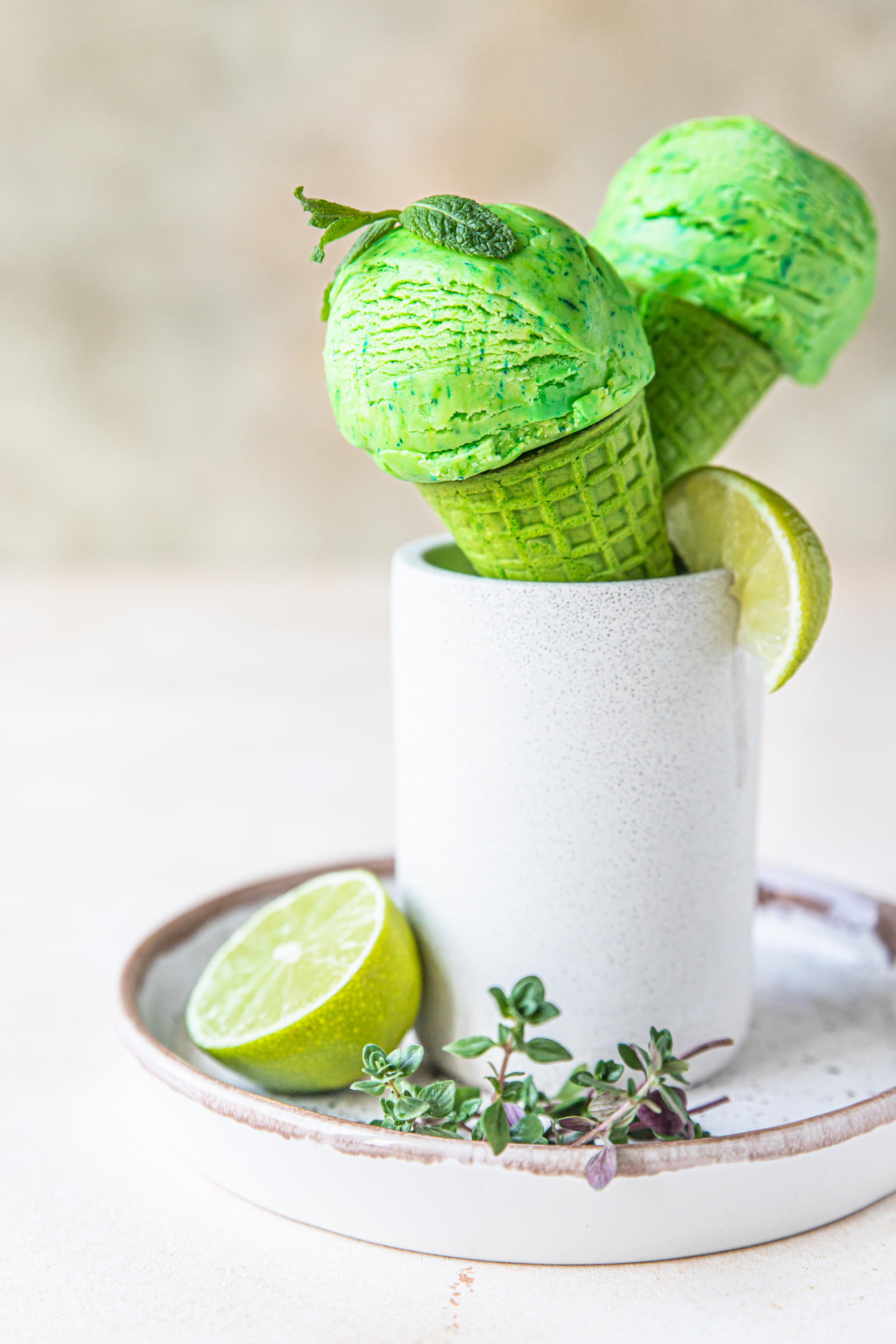 Floral Cuban Mojito Sorbet with Fresh Mint and Lime