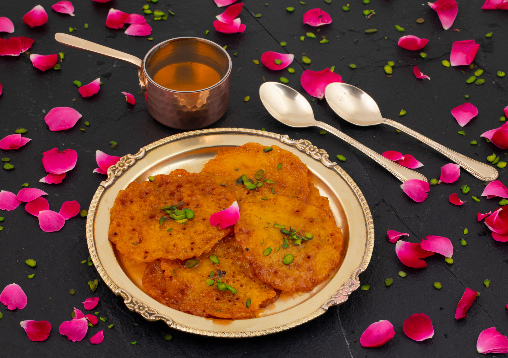 Floral Indian Gulkand Paratha with Rose Petal Preserve