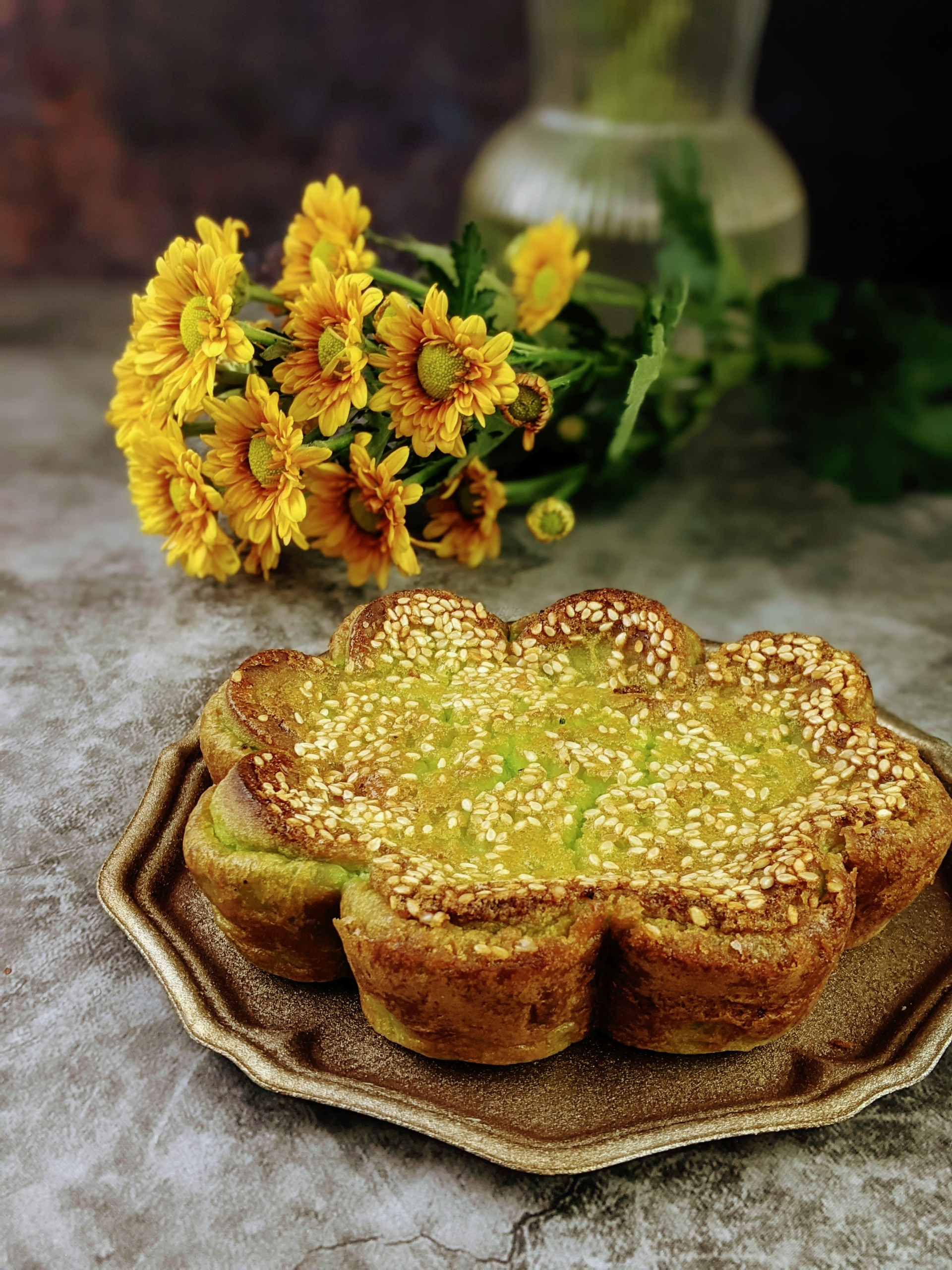 Fluffy Indian Saffron and Cardamom Semolina Cake with Almonds