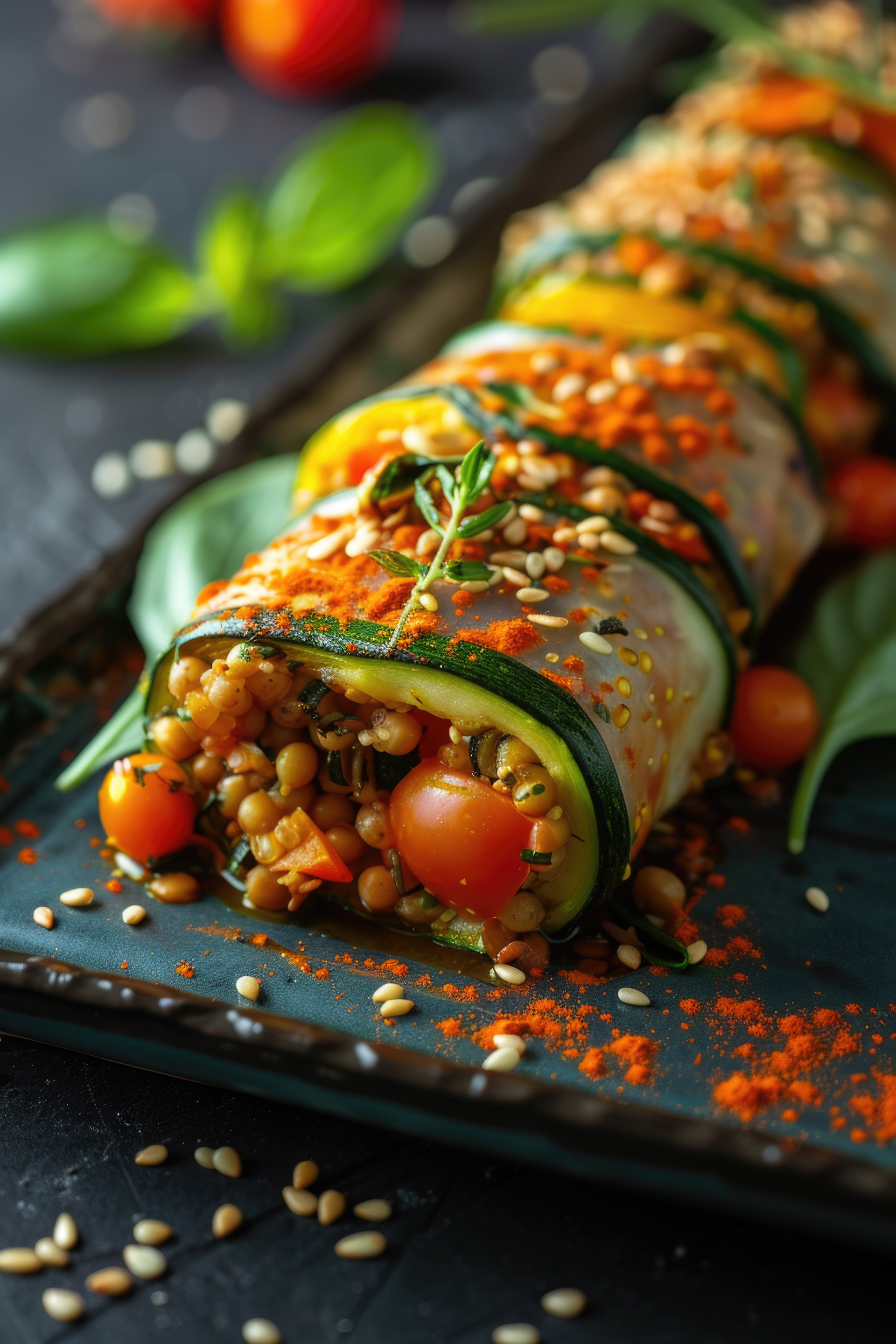 Fragrant Ethiopian Injera Wraps with Spiced Lentil and Cabbage Blend
