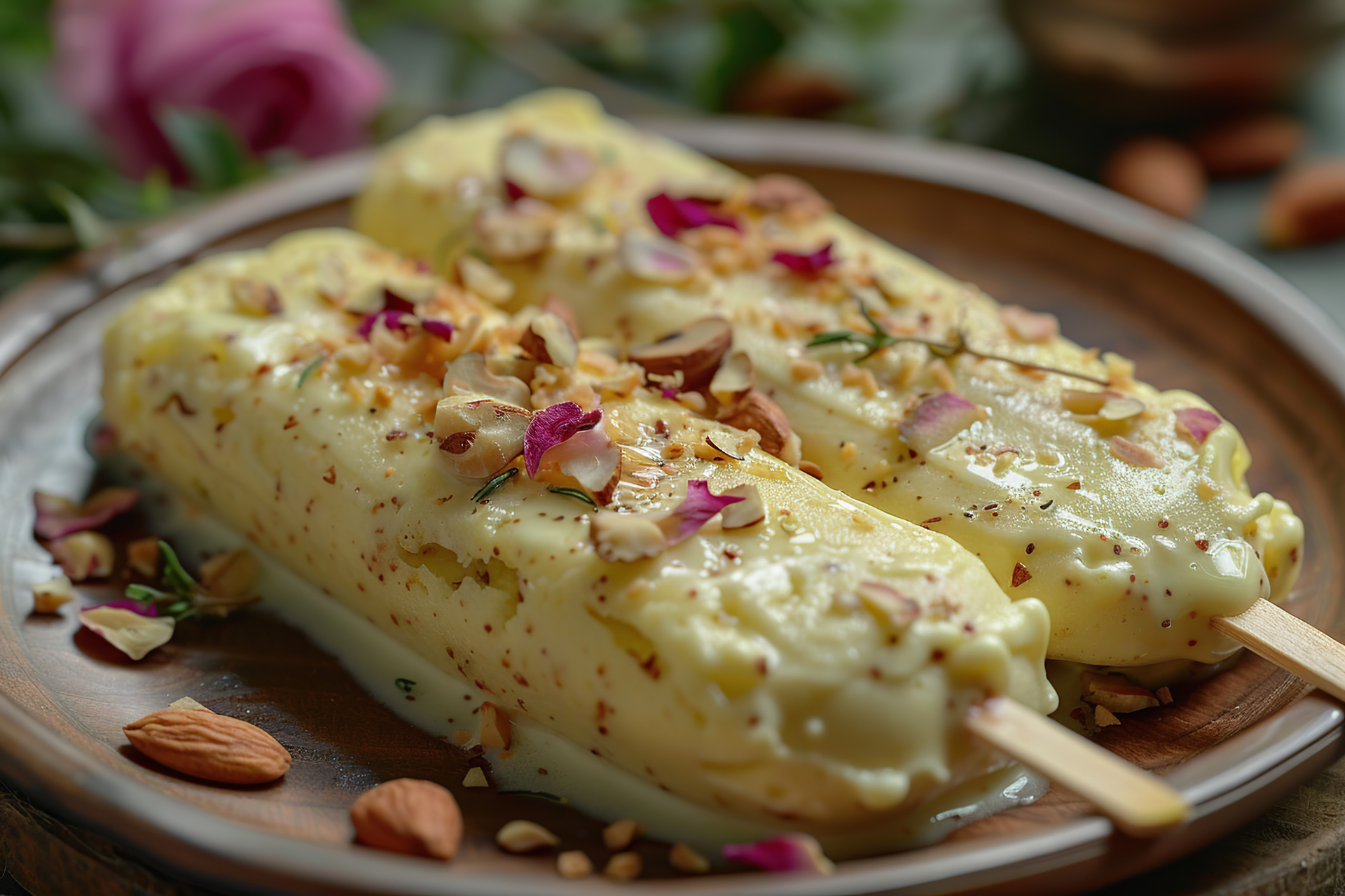 Fragrant Indian Kesar Pista Kulfi with Cardamom Sprinkles