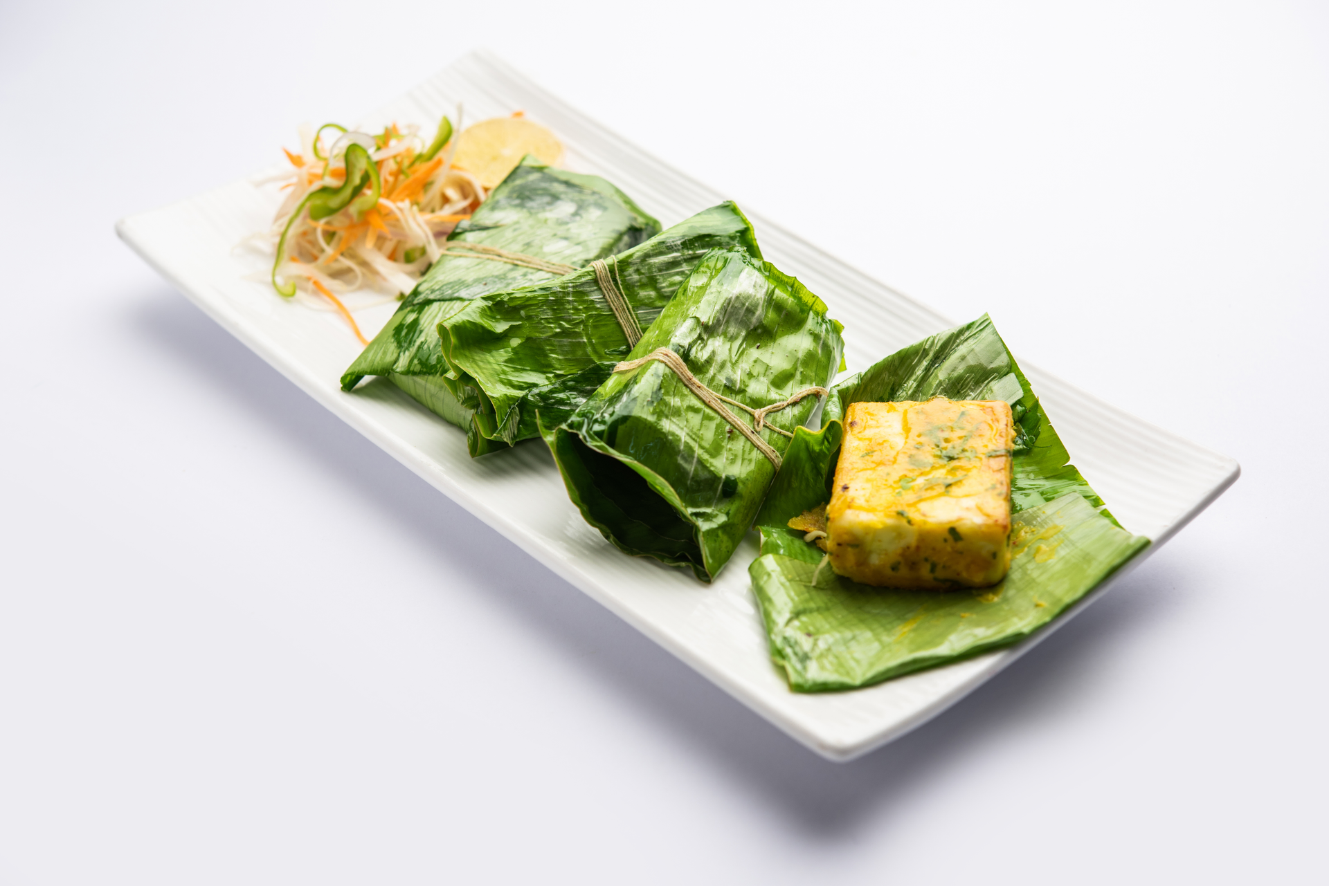Fragrant Japanese Shiso Leaf Wrapped Fried Tofu with Yuzu Dip