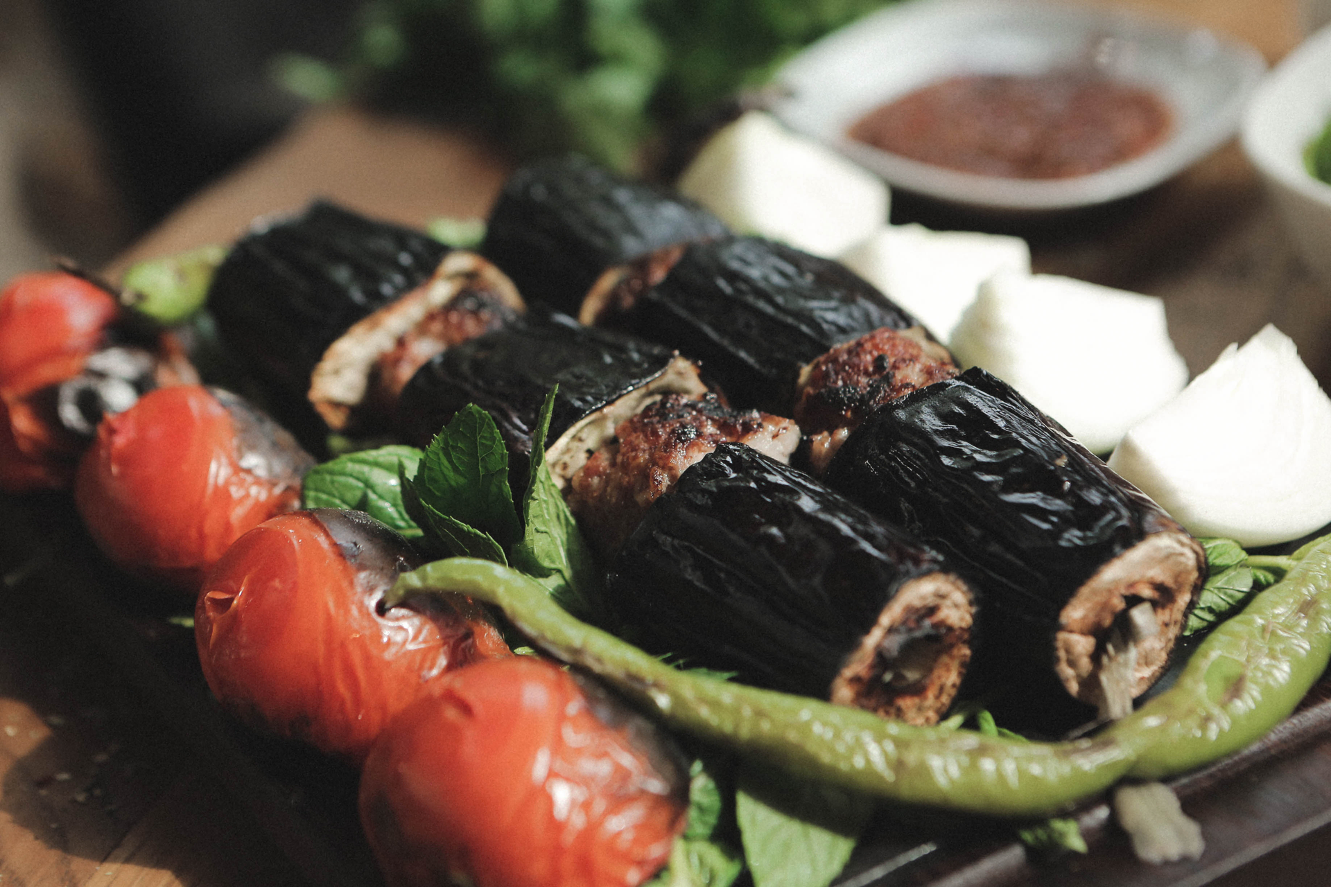 Fragrant Lebanese Sumac-Dusted Grilled Eggplant Rolls with Goat Cheese
