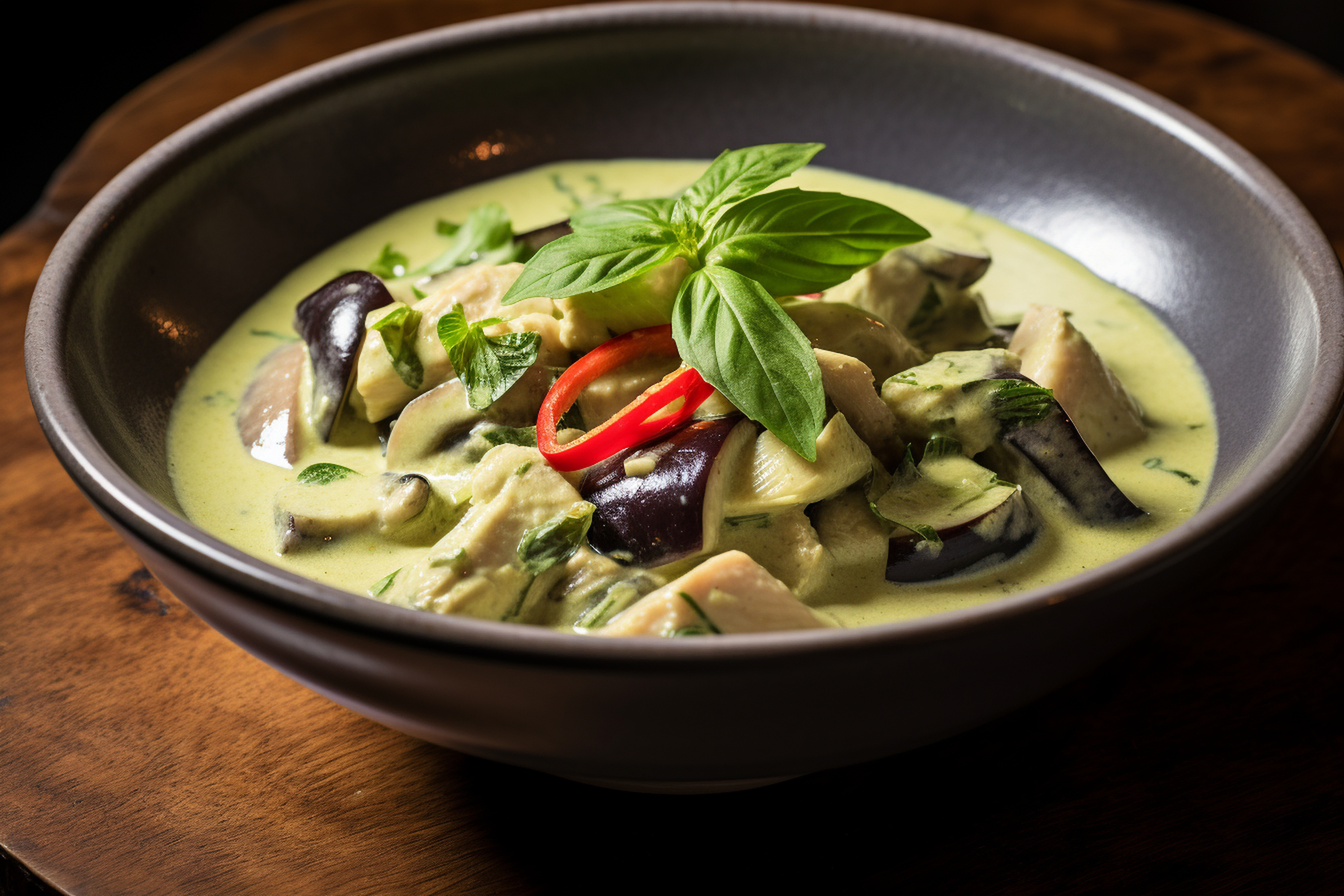Fragrant Thai Green Curry with Eggplant and Basil