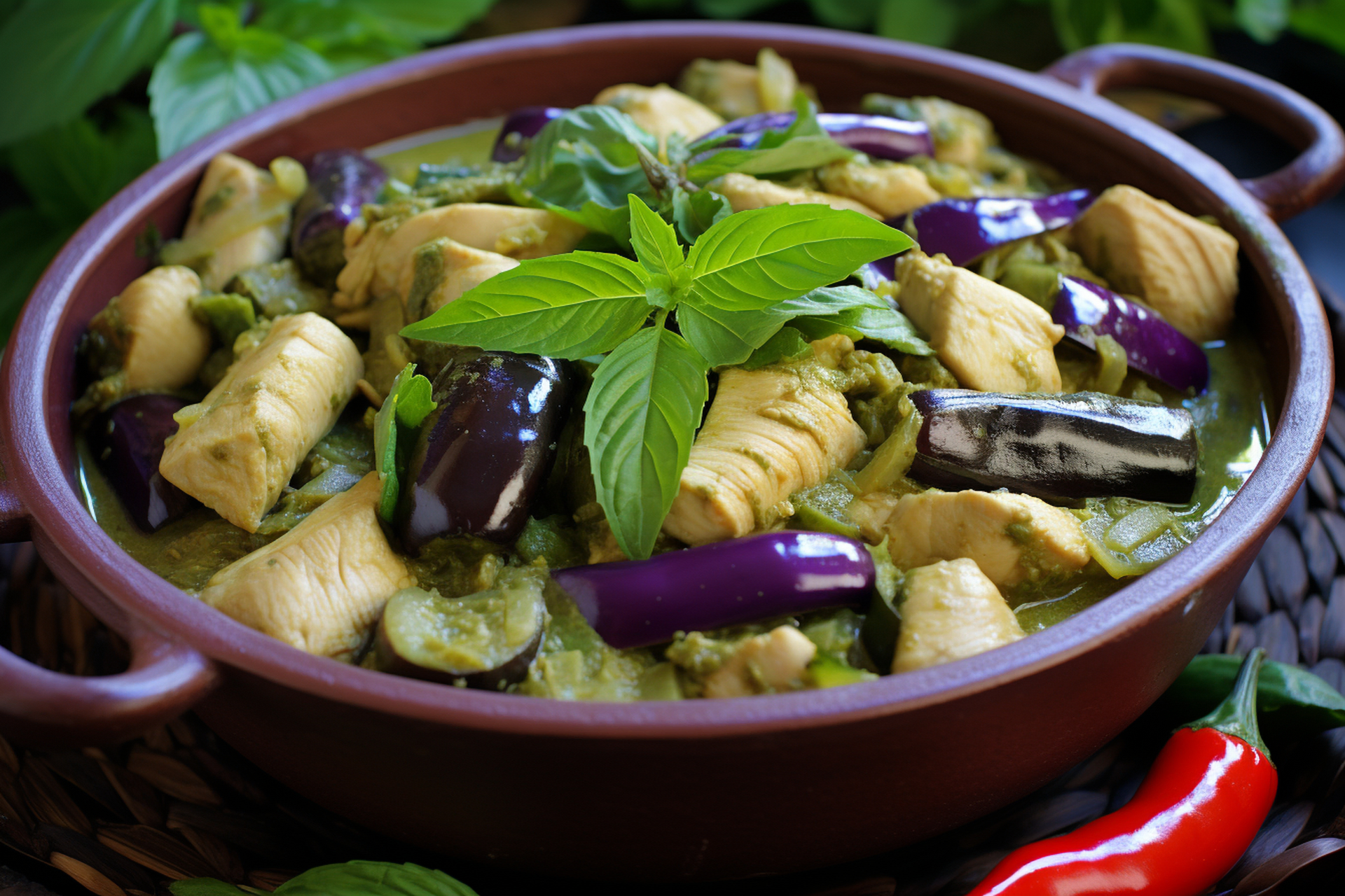 Fragrant Thai Green Curry with Eggplant and Basil