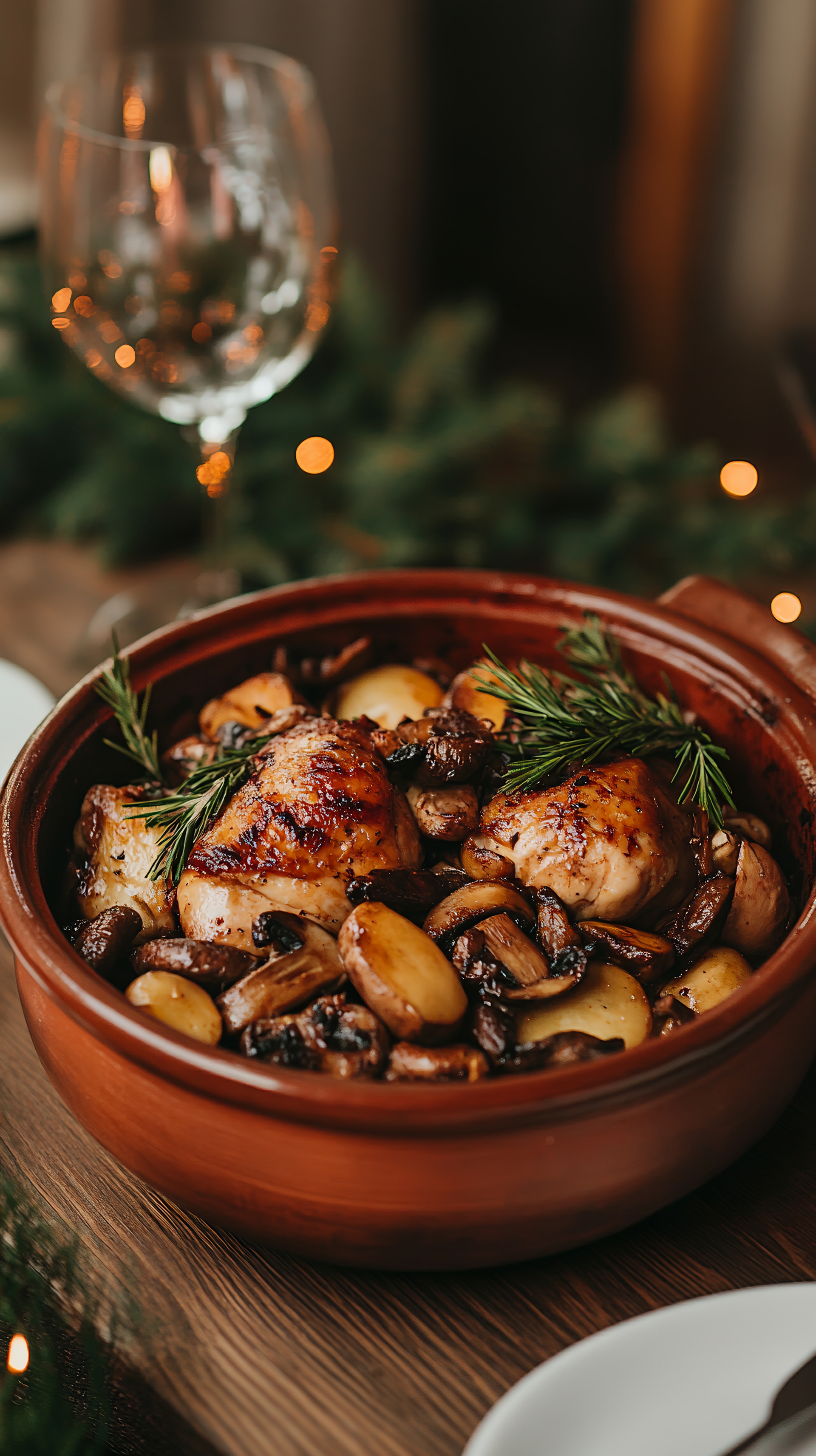 French Coq au Vin with Pearl Onions and Mushrooms