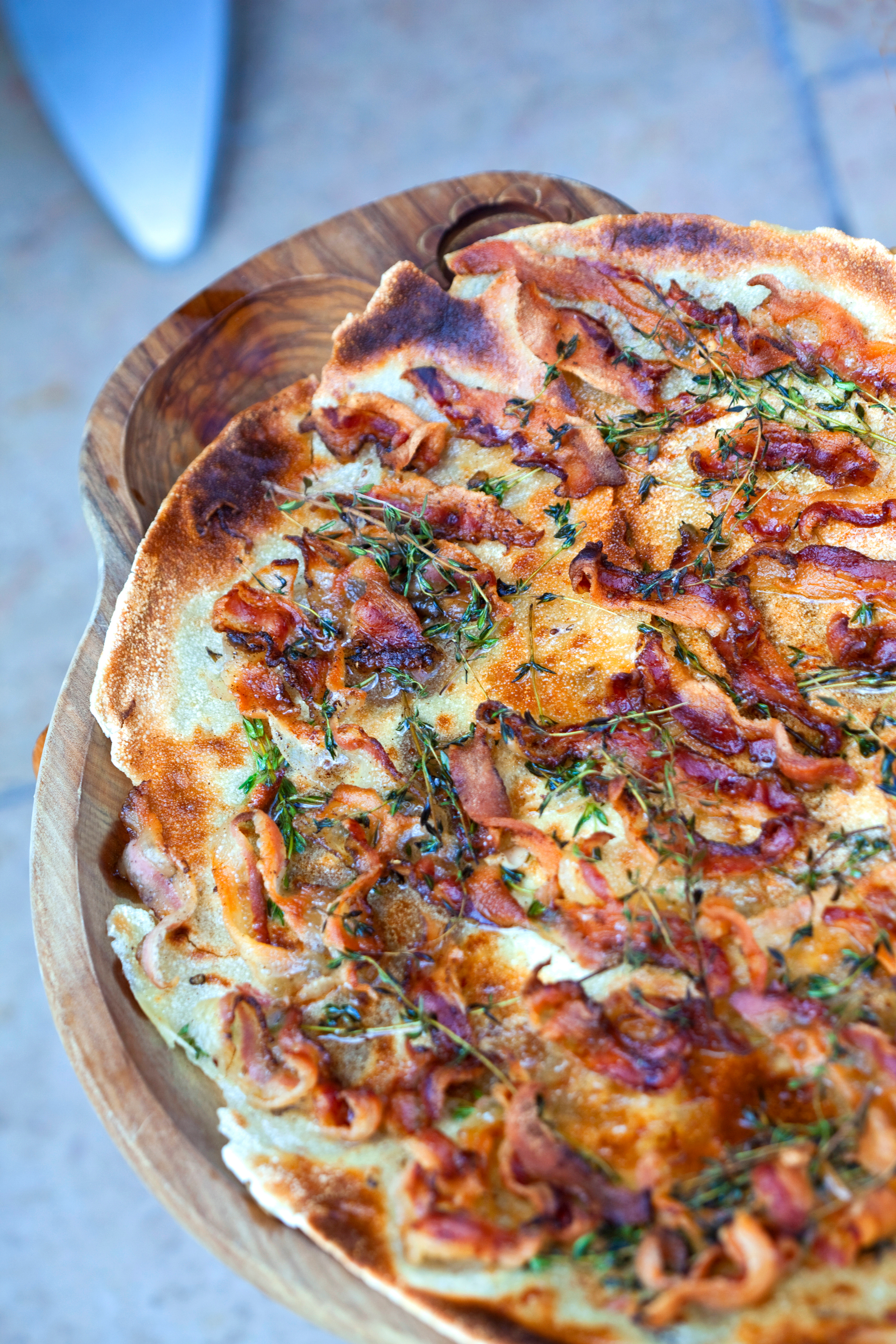 French Tarte Flambée with Onions and Bacon