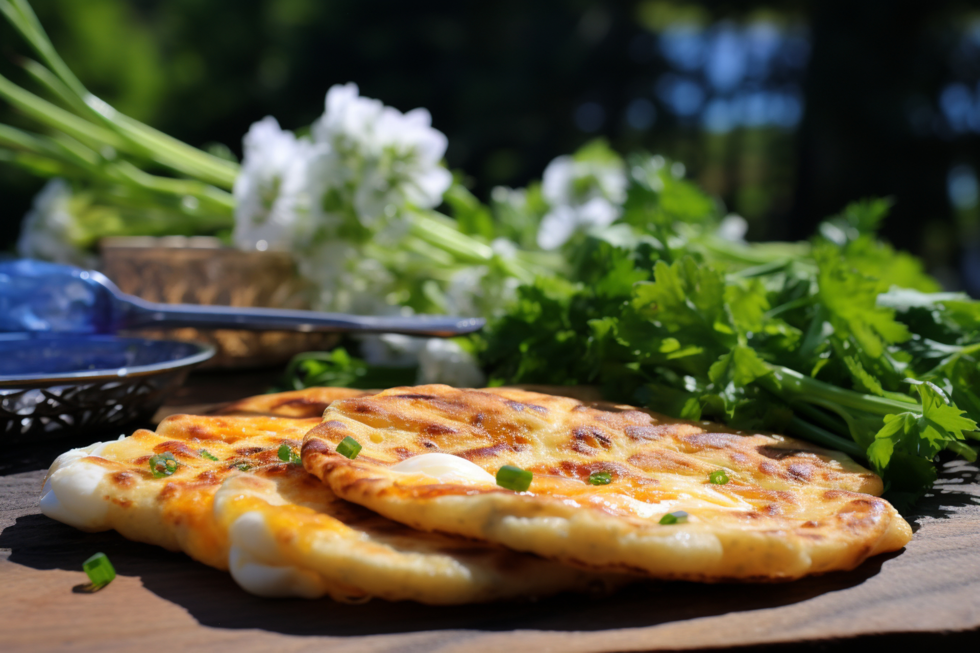Georgian Khachapuri with Cheese and Green Onions