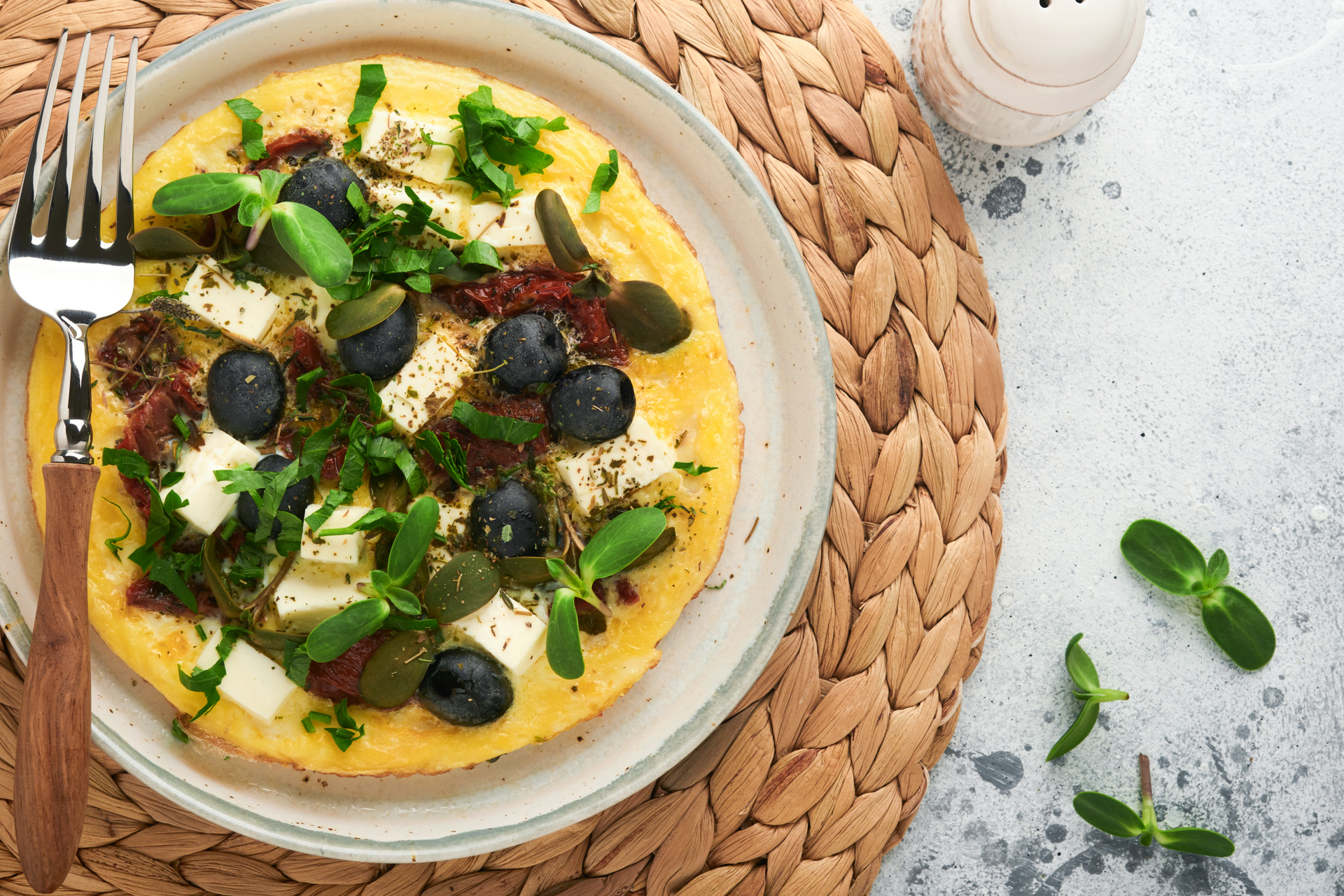 Greek Kalamata Olive and Feta Frittata with Oregano Infusion