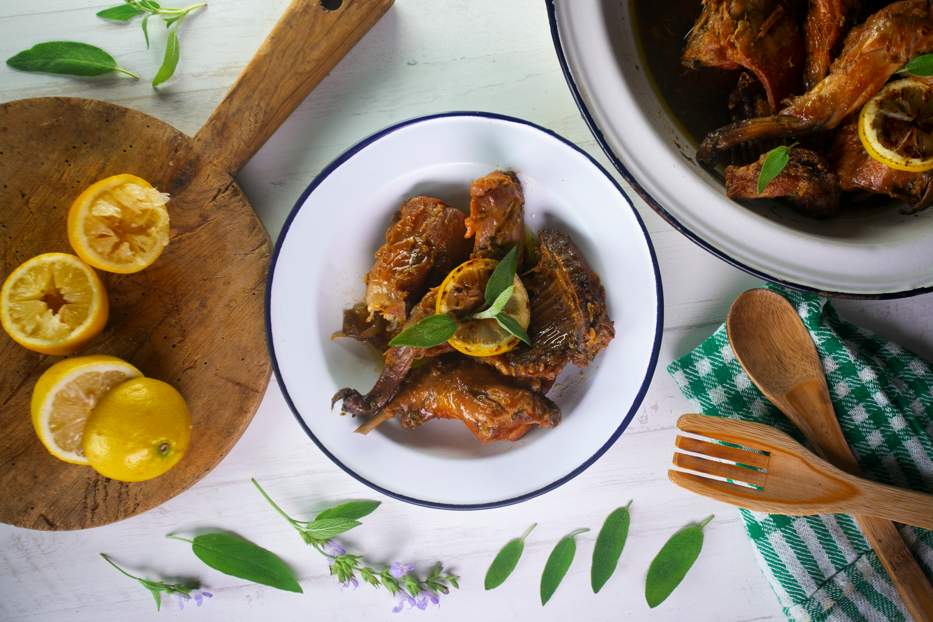Greek Lemon and Thyme Braised Rabbit