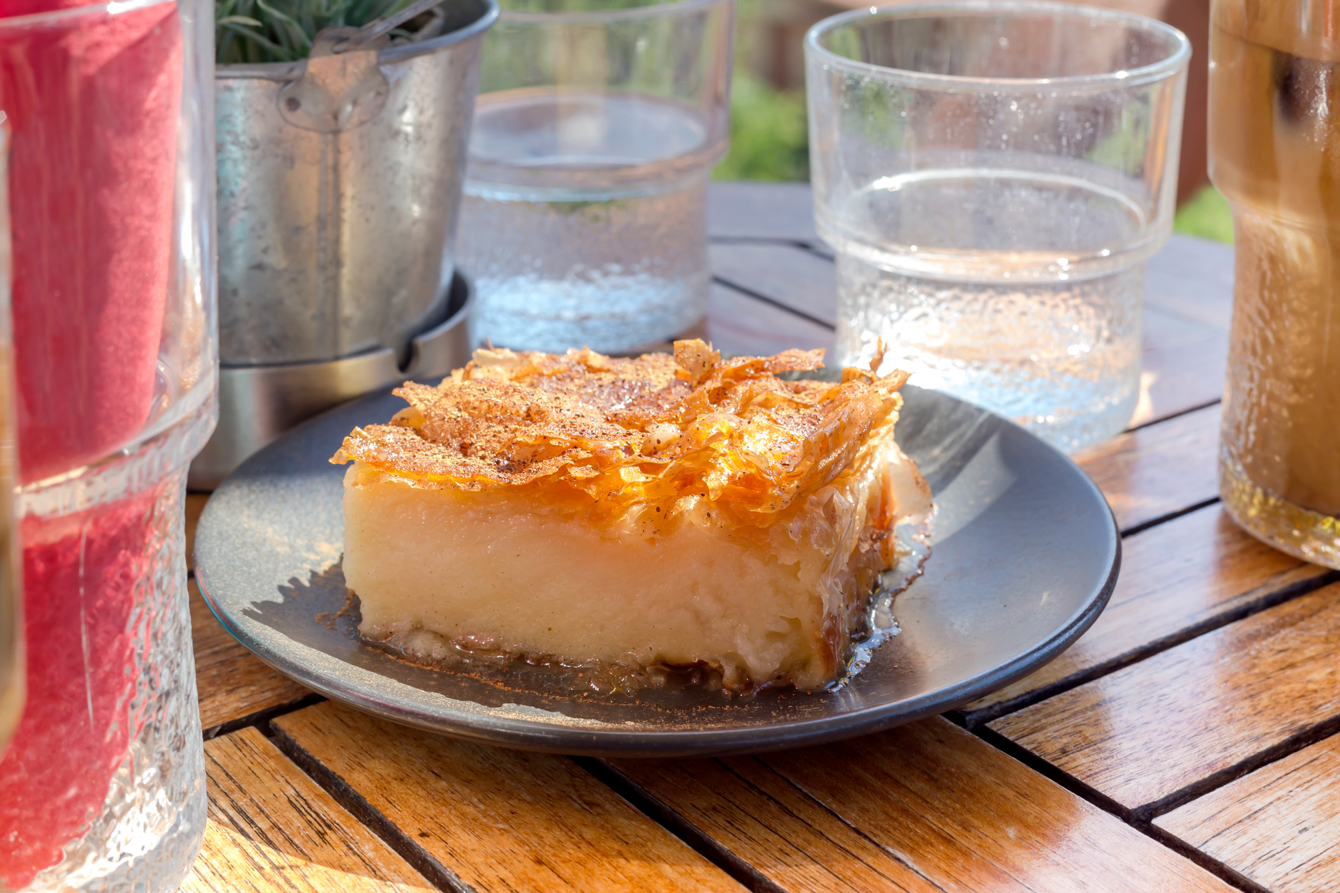 Greek Lemon-Lavender Baklava Cheesecake with Honey Syrup