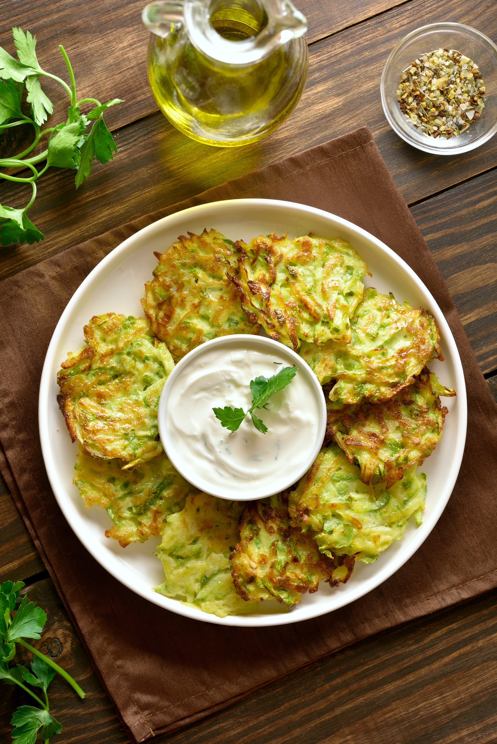 Greek Zucchini Fritters with Lemon Tzatziki Sauce
