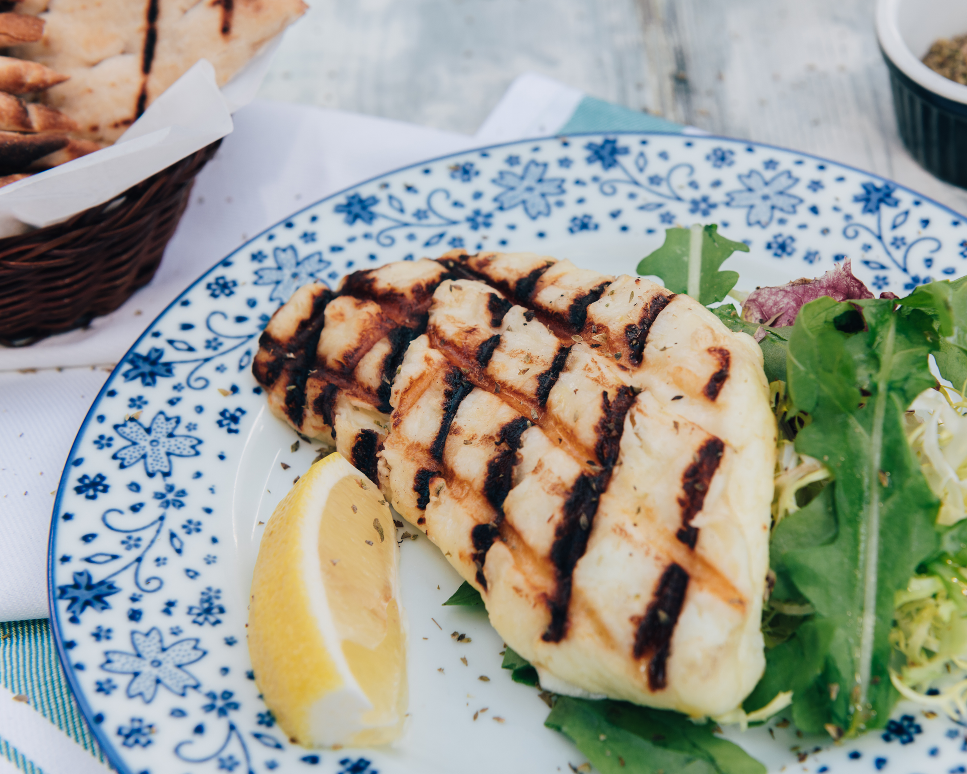 Grilled Halloumi with Zesty Greek Lemon-Tahini Dressing