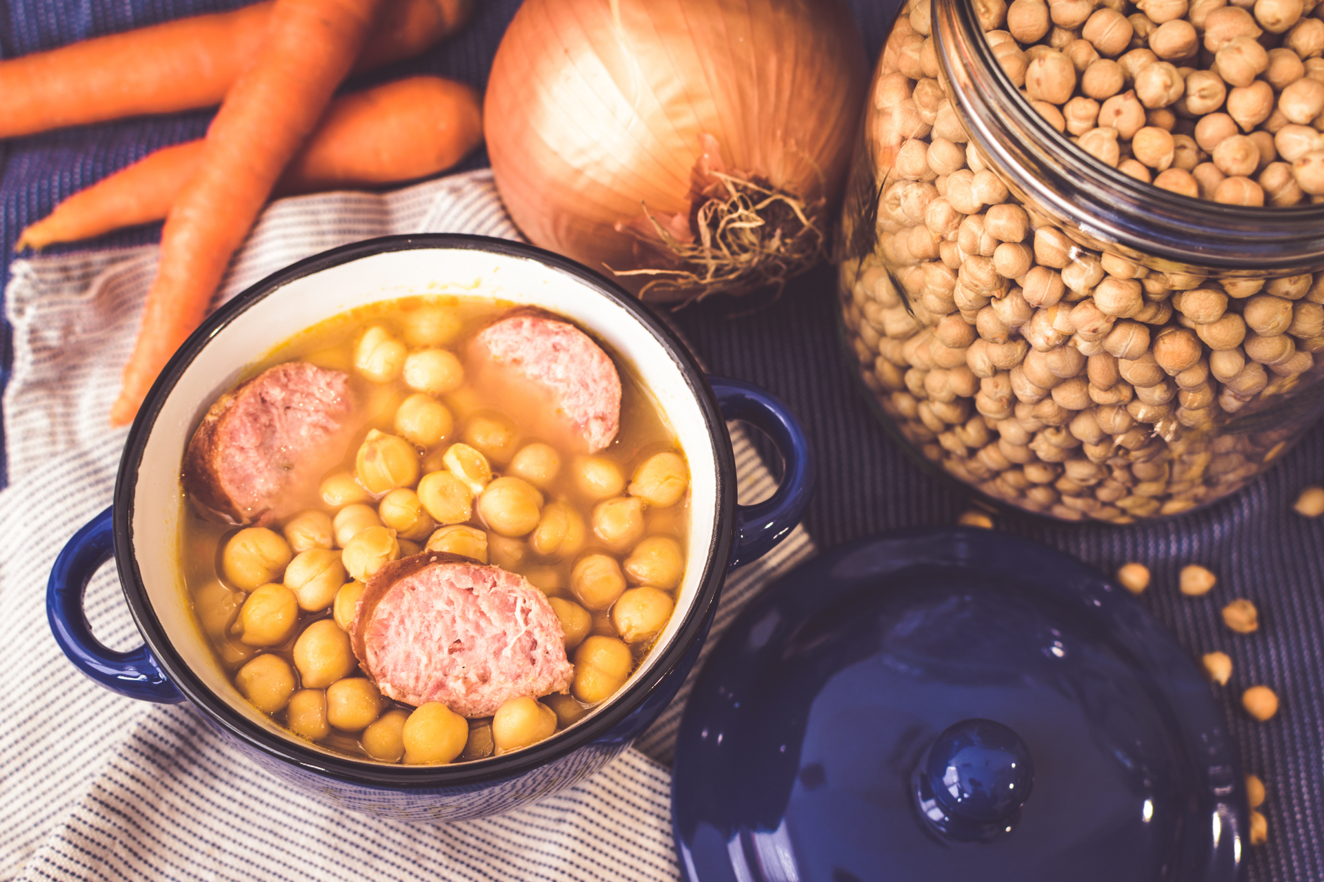 Hearty German Lentil Soup with Frankfurters and Mustard