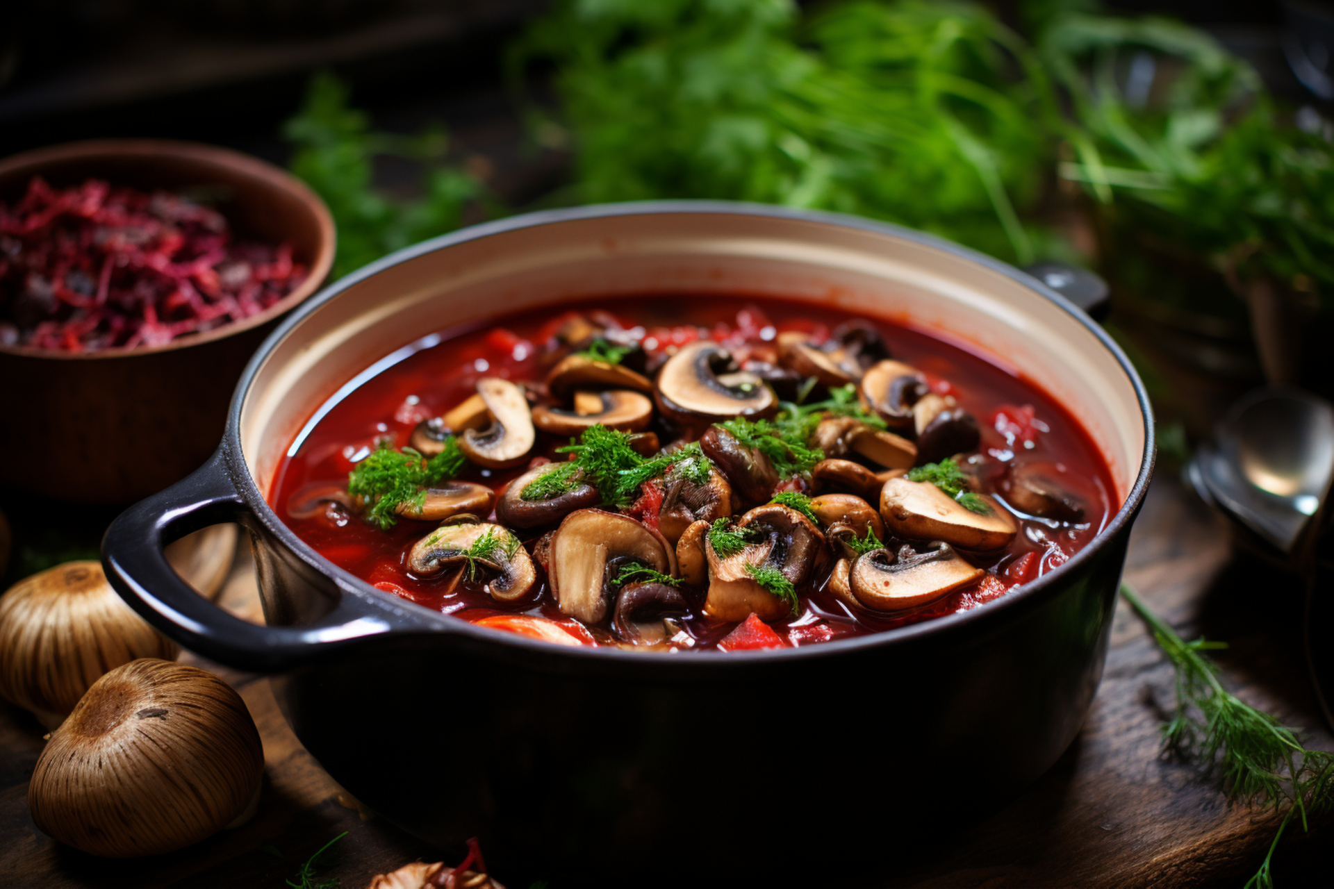 Hearty Ukrainian Borscht with Wild Mushrooms
