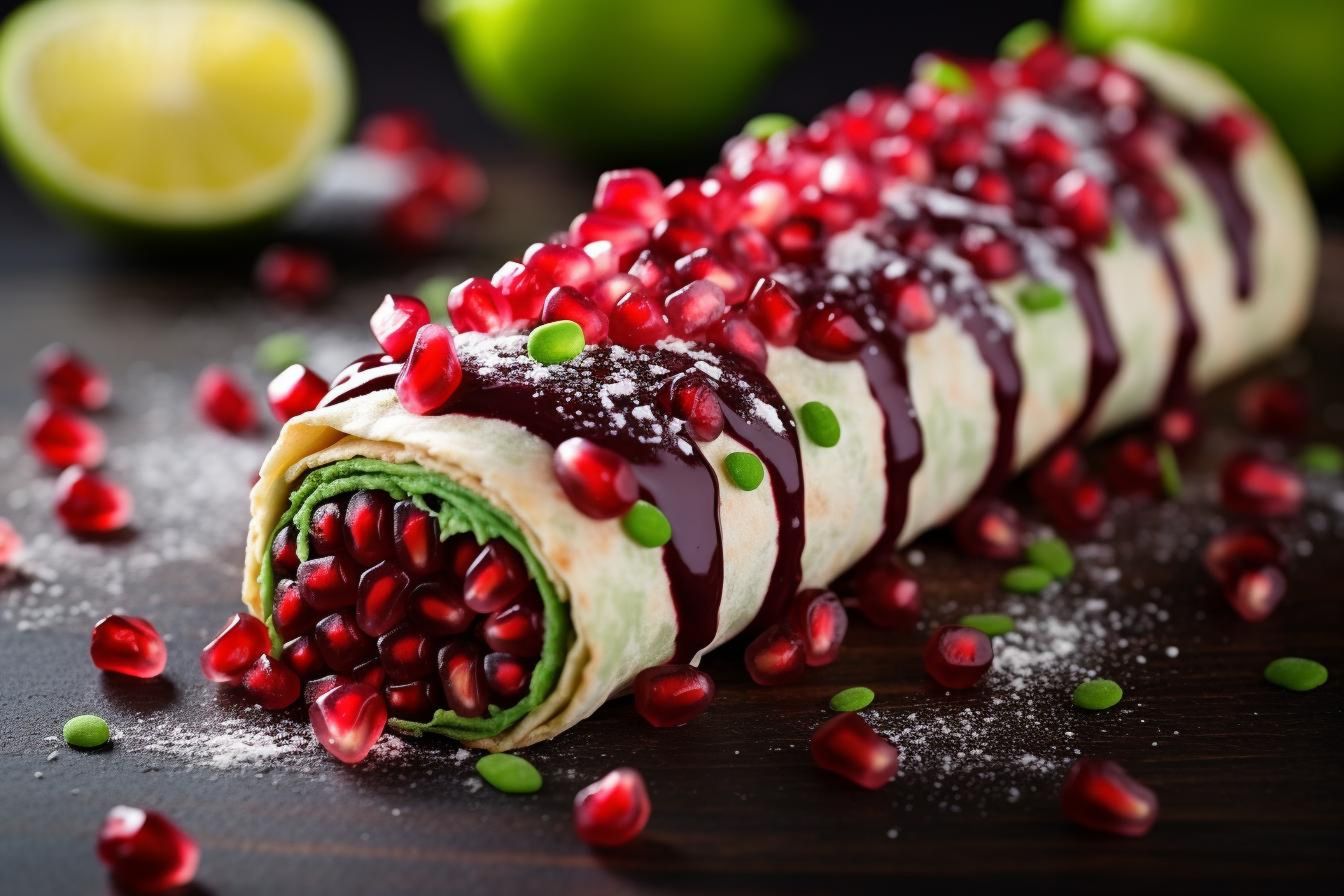 Herbaceous Armenian Lavash Rolls with Pomegranate Arils
