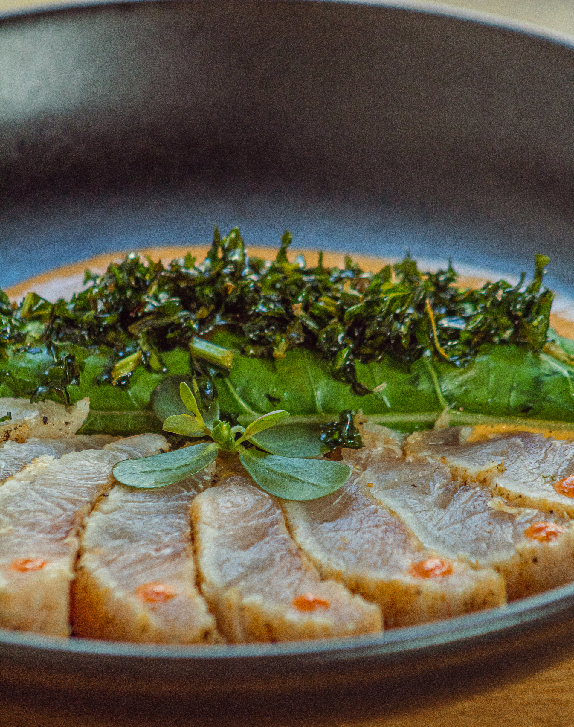 Herb-Crusted Icelandic Cod with Dried Seaweed Garnish