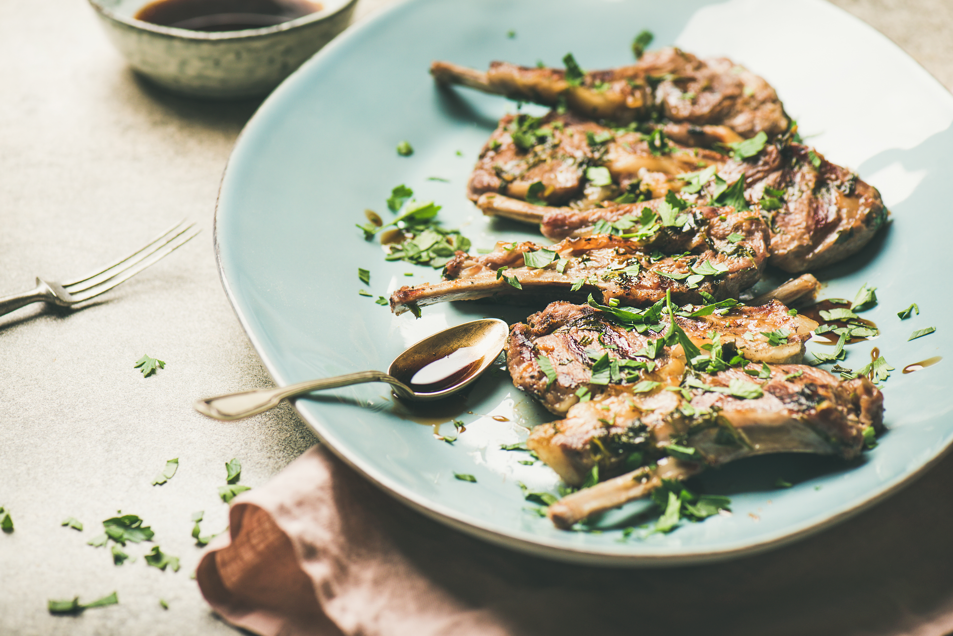 Herb-Crusted Sardinian Lamb Chops with Caper Salsa