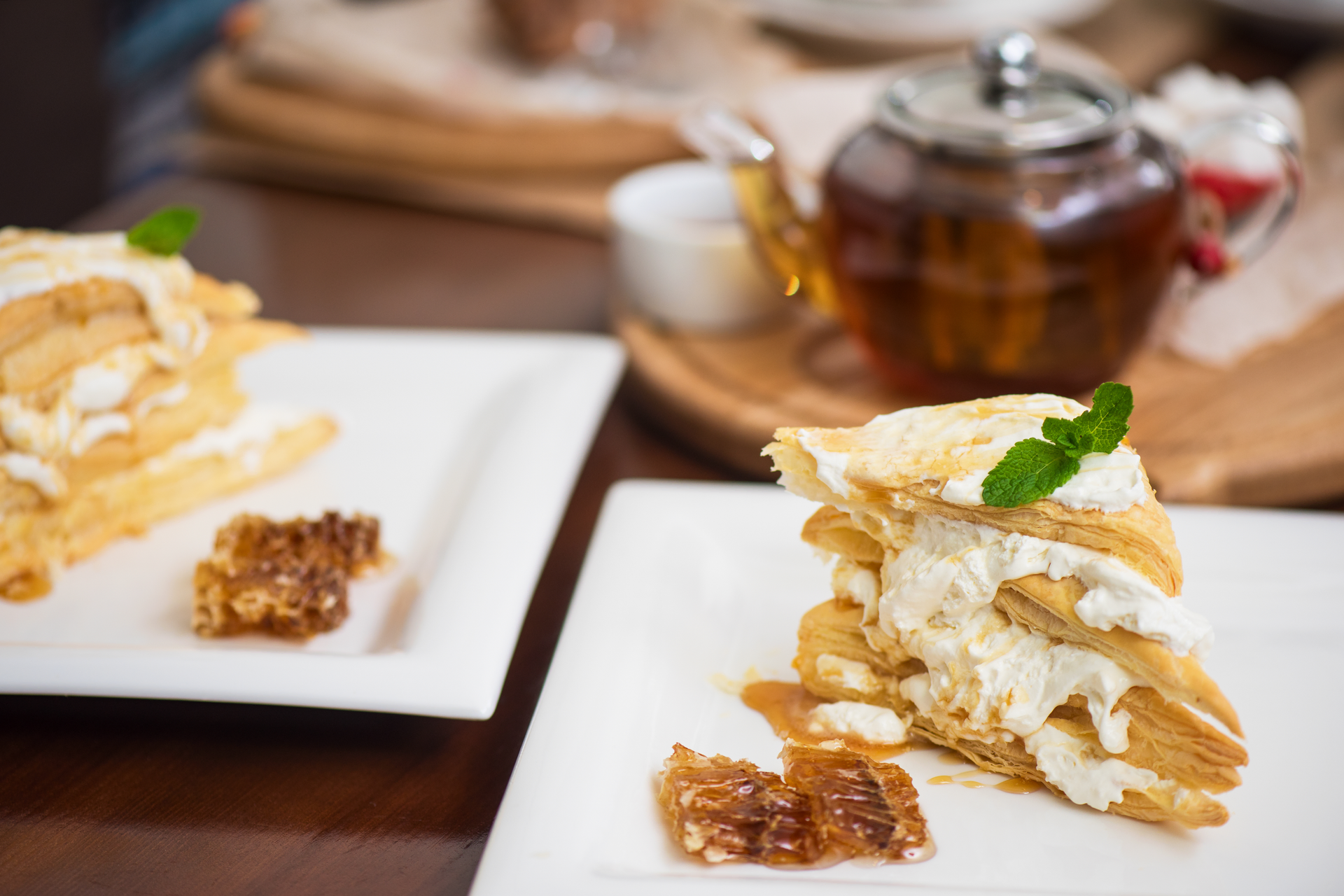 Honeyed Greek Baklava Crepes with Vanilla Yogurt Filling