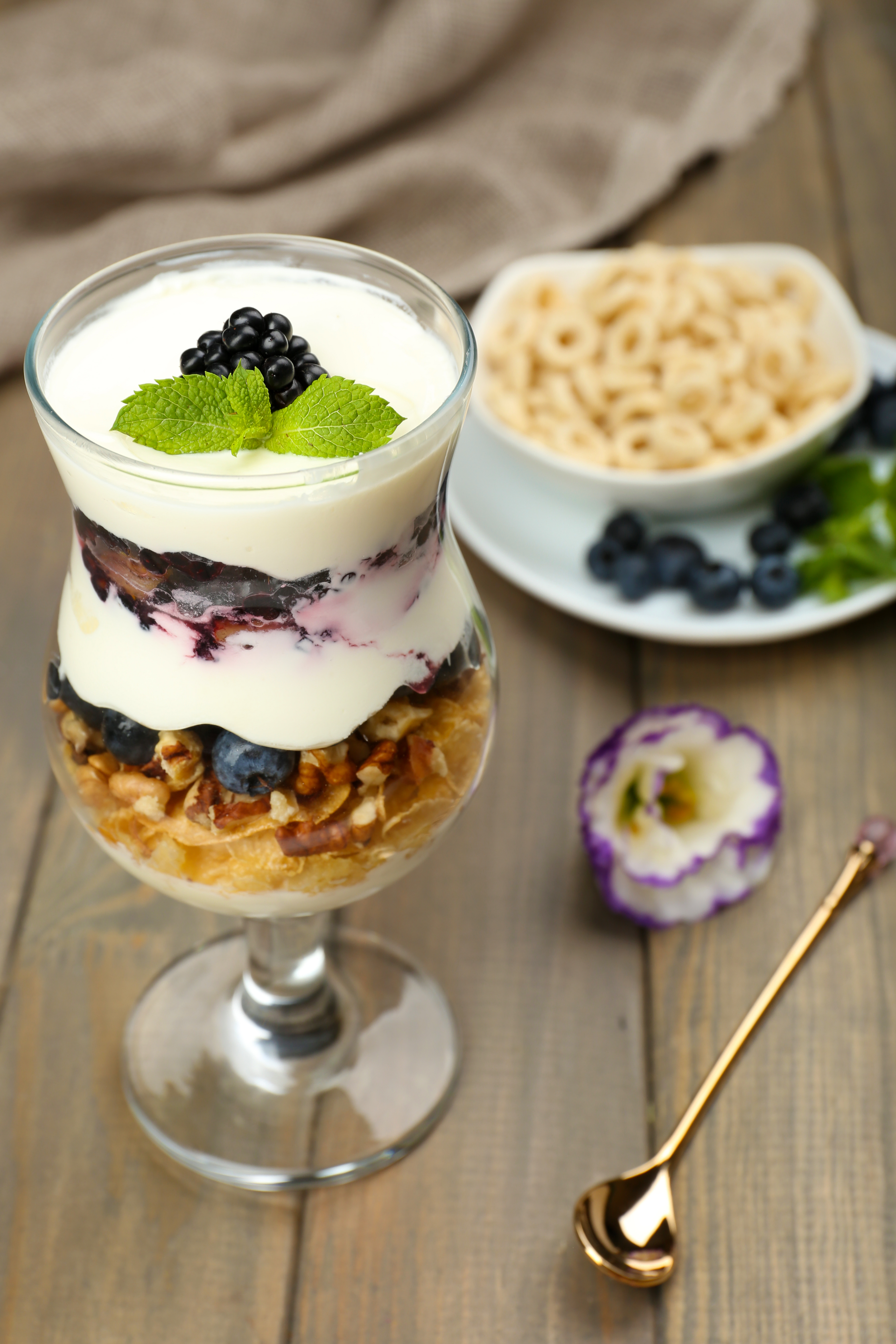 Icelandic Skyr Parfait with Cardamom Blueberry Sauce