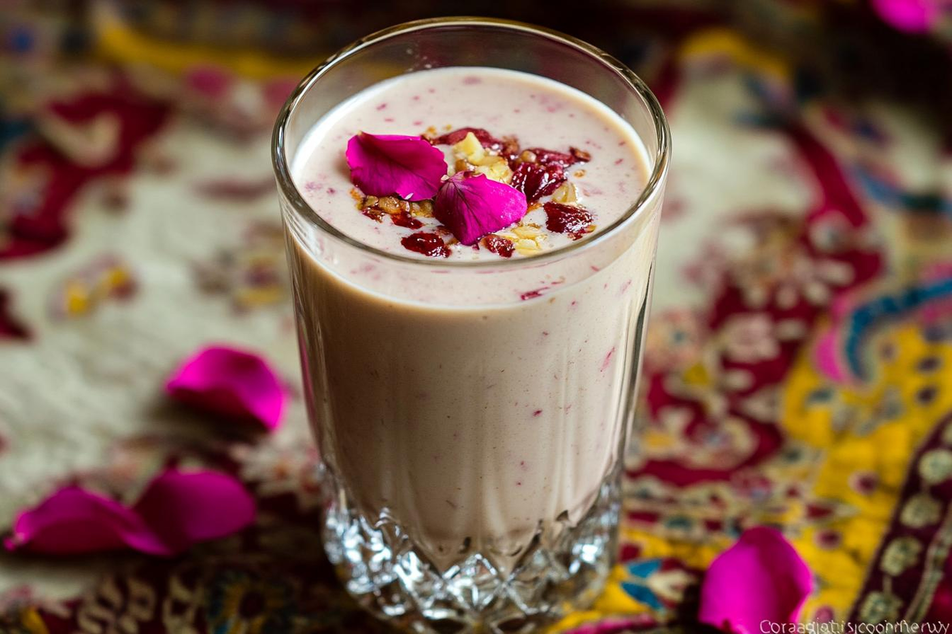 Indian Cardamom Pistachio Lassi with Rose Infusion