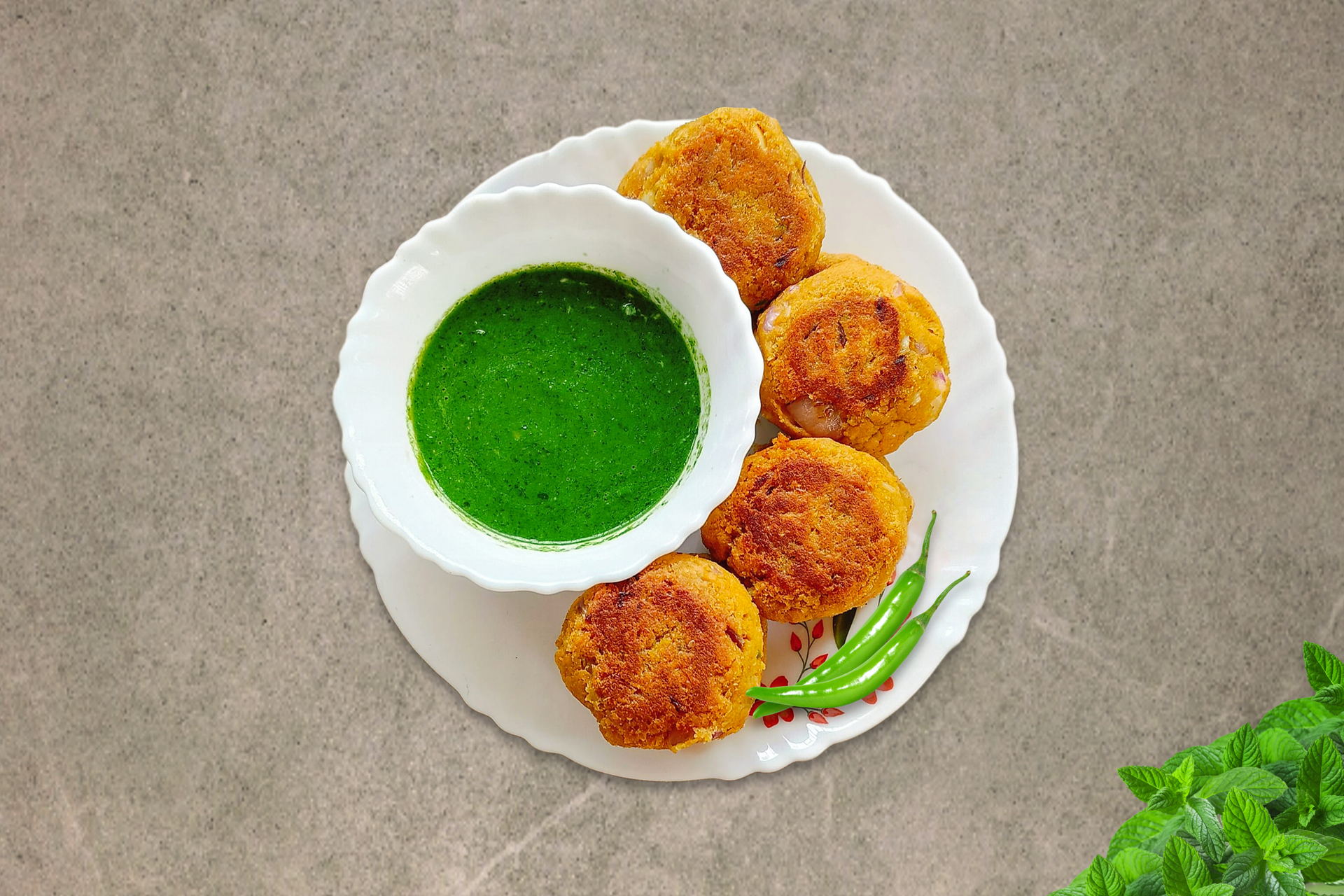 Indian Moringa Fritters with Cumin Chutney