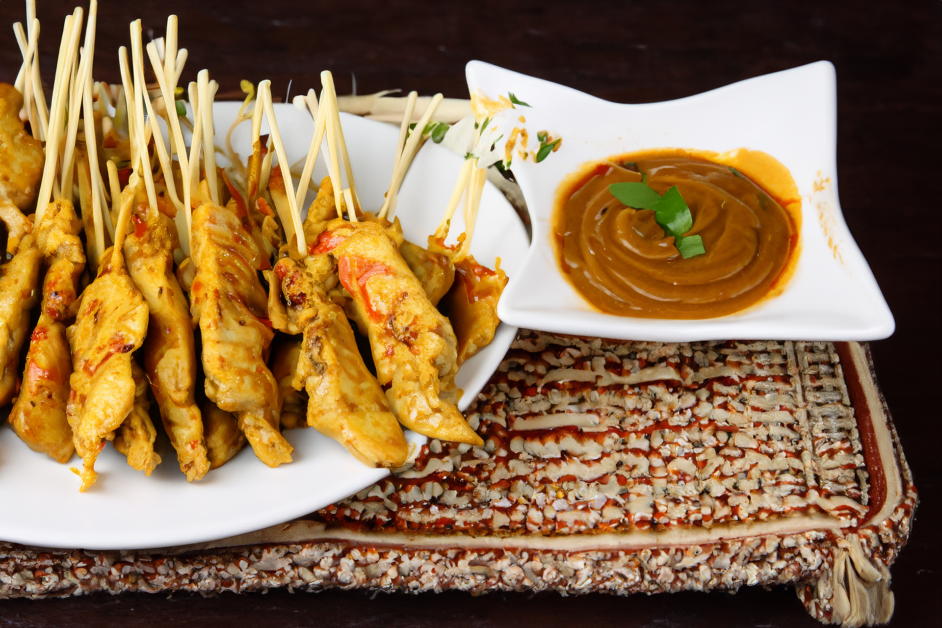 Indonesian Grilled Tempeh Satay with Spicy Peanut Sauce