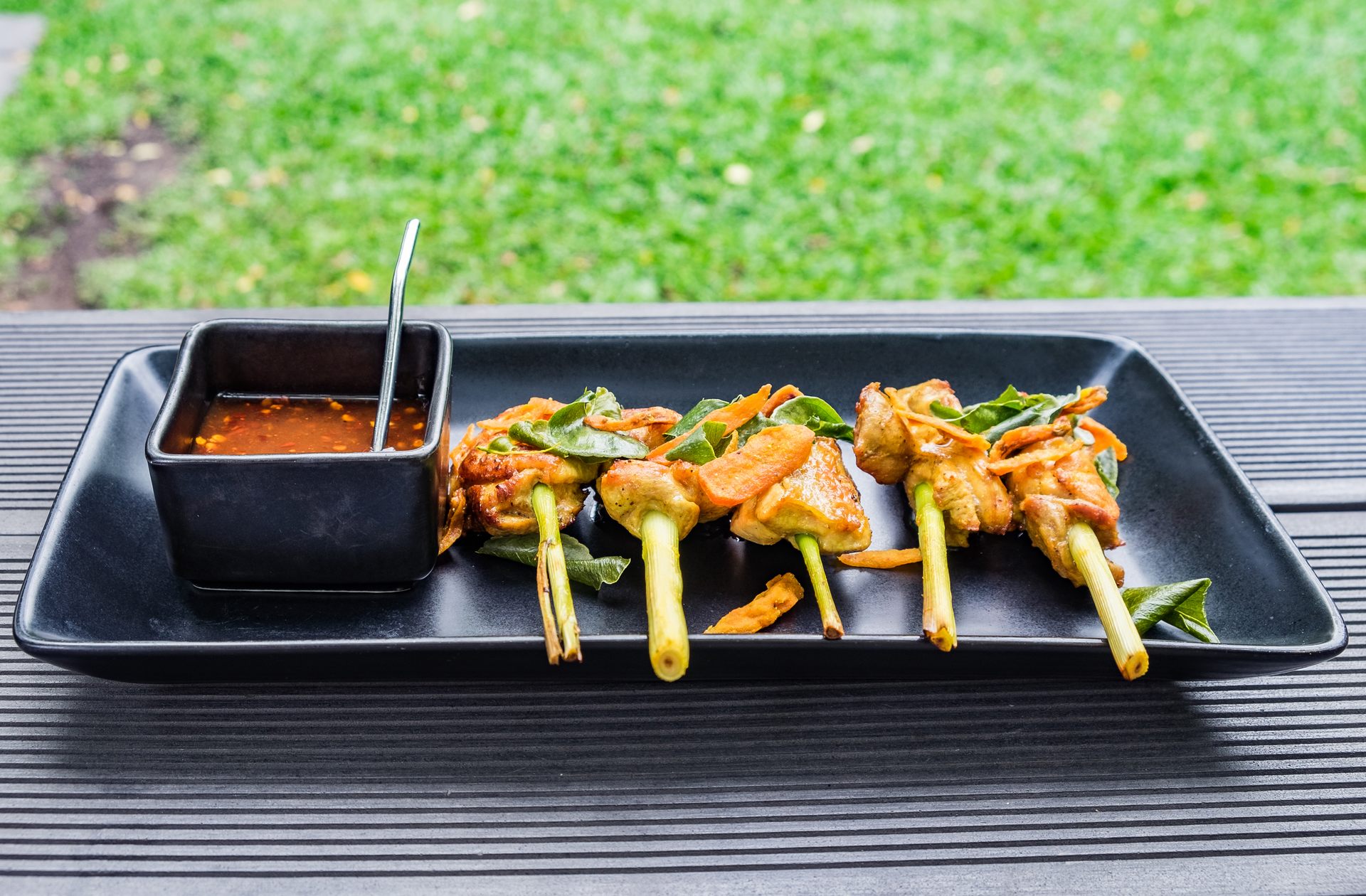 Indonesian Tamarind Pork Satay with Pineapple Relish