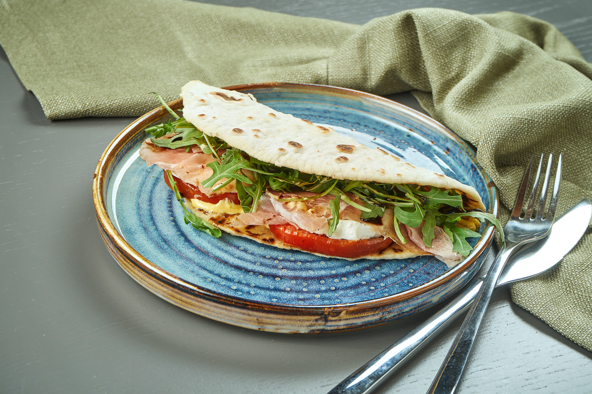 Italian Piadina with Prosciutto and Arugula