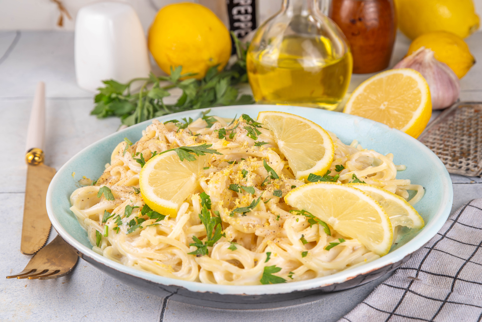 Italian Pici Pasta with Lemon and Pecorino