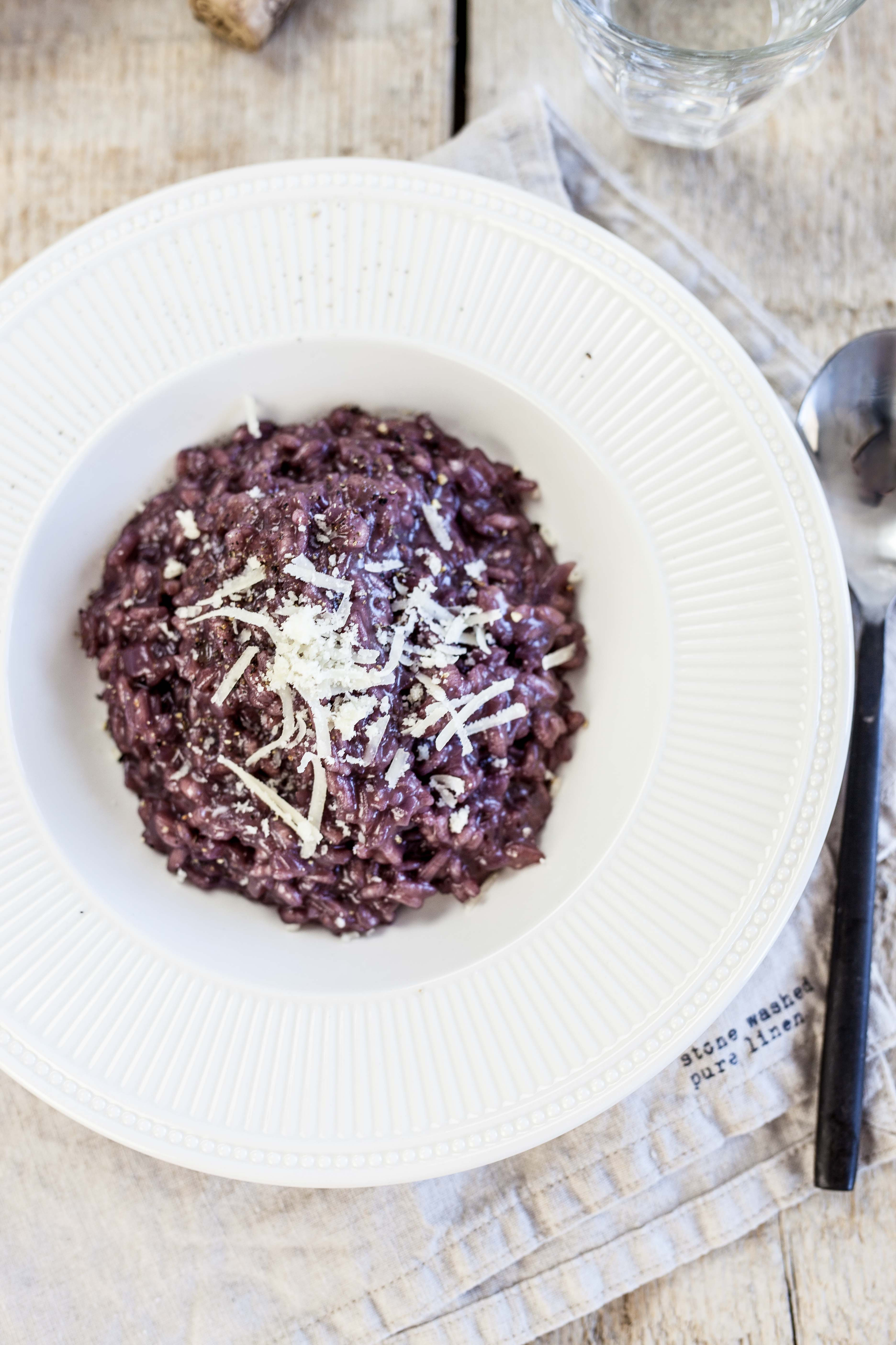 Italian Risotto al Barolo with Radicchio and Parmesan
