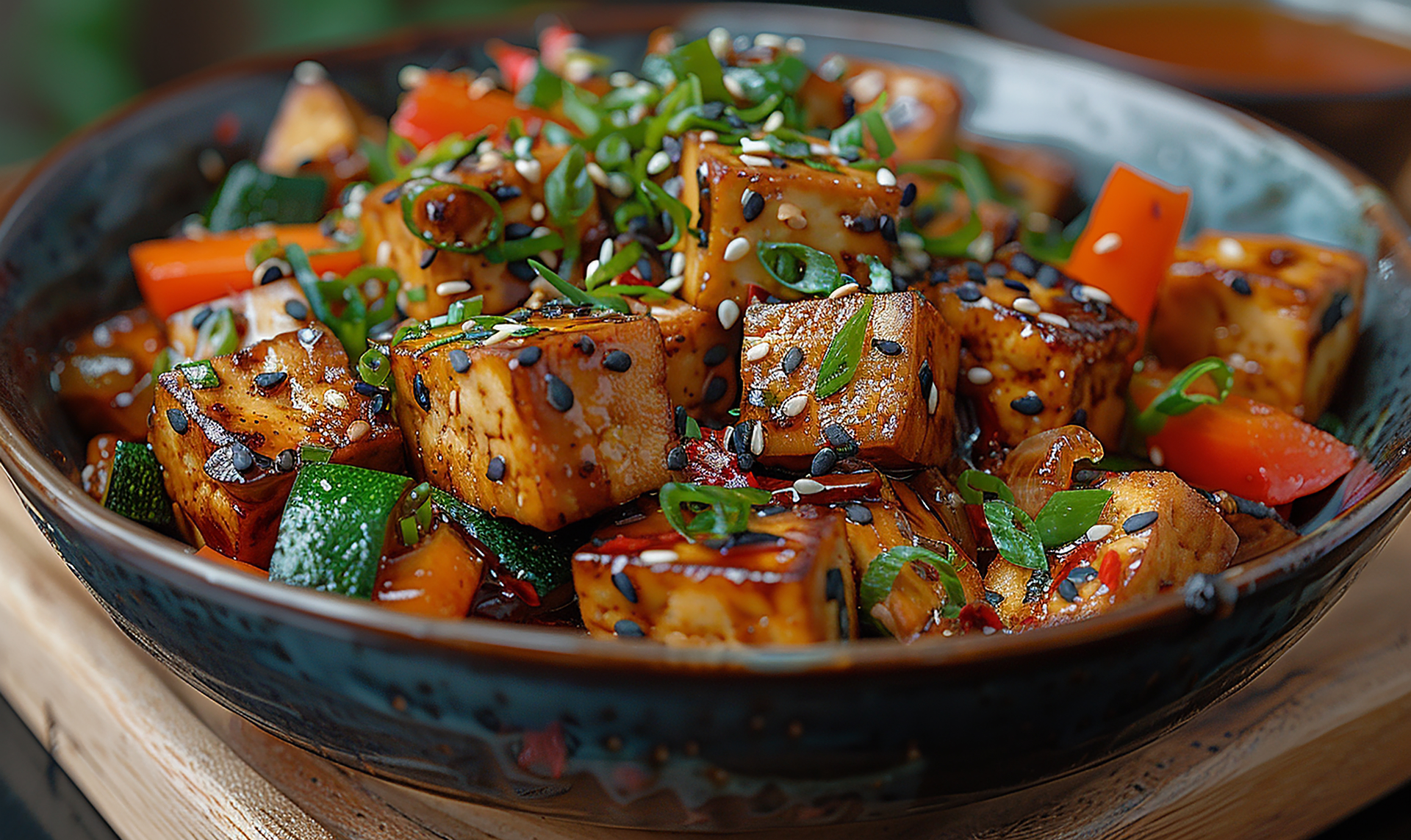 Jamaican Mango Jerk Tofu with Pineapple and Scotch Bonnet Glaze