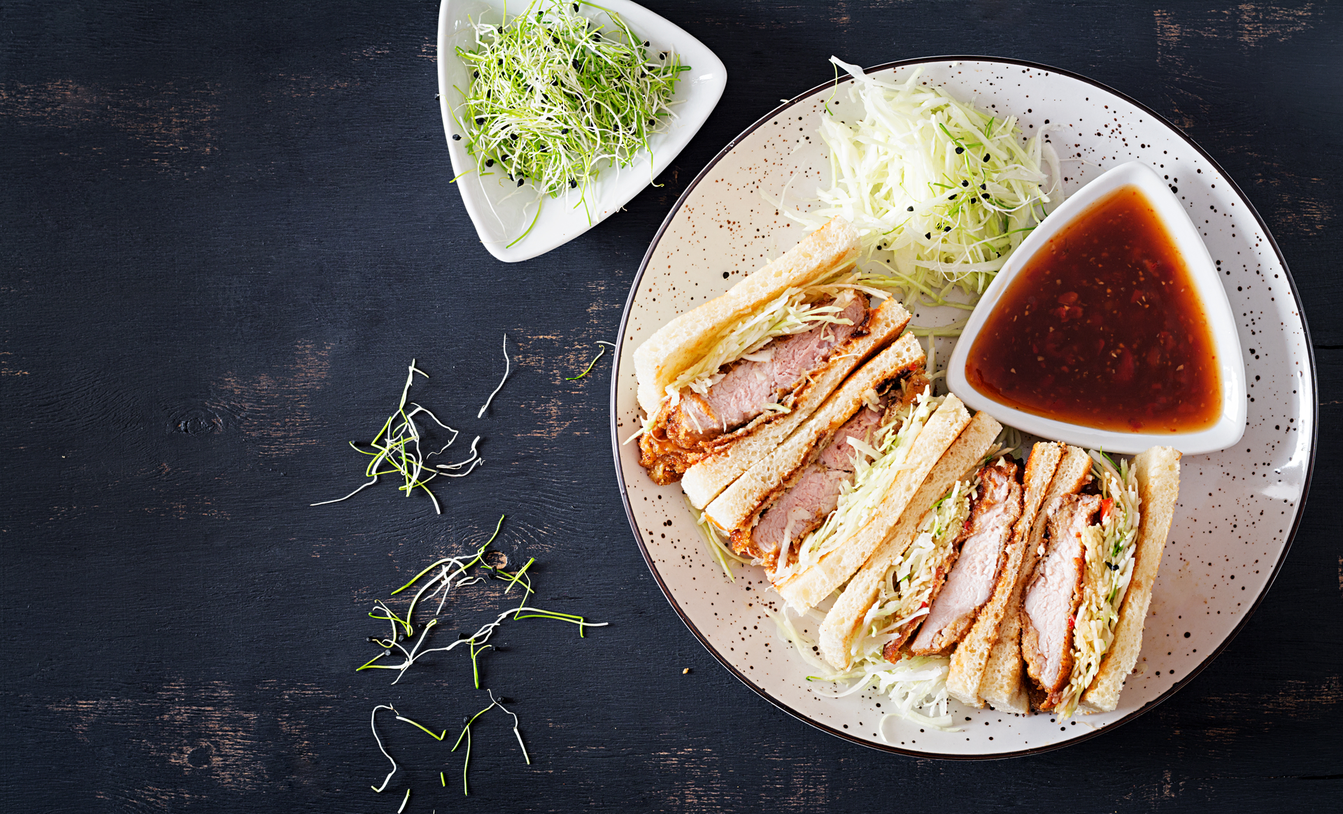 Japanese Tonkatsu with Cabbage and Tonkatsu Sauce