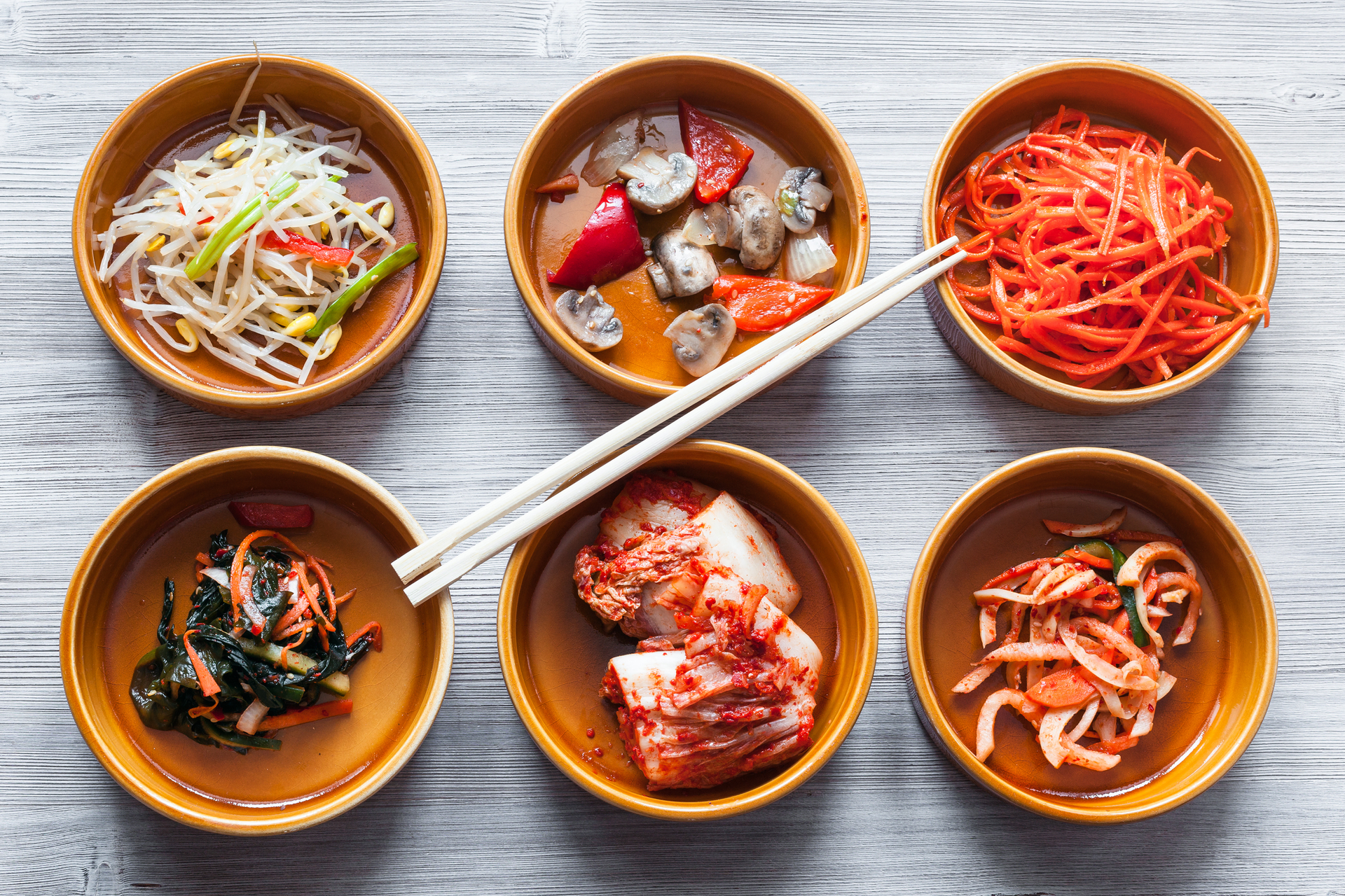 Korean Banchan Assortment with Fermented Vegetables