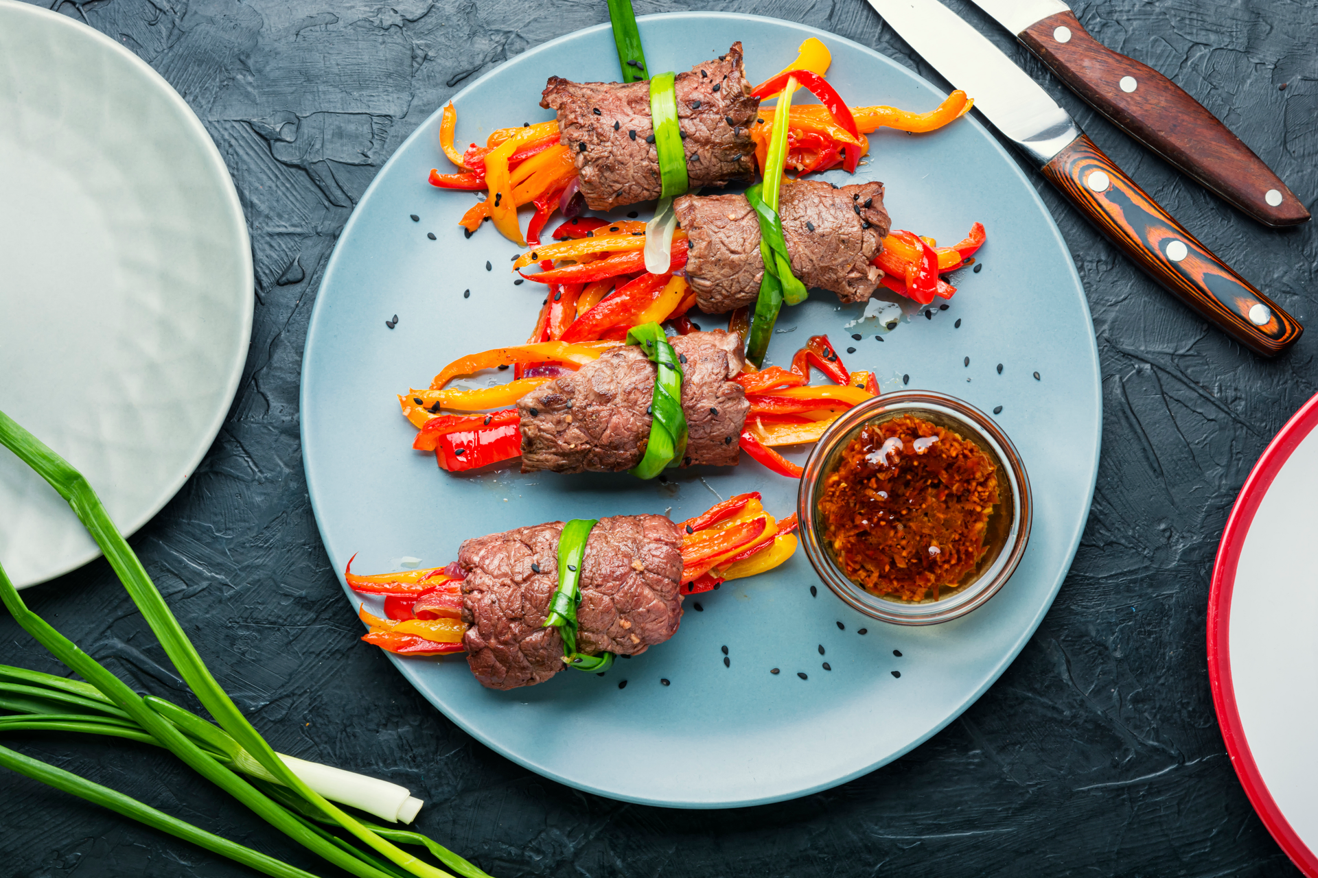 Korean Bulgogi Beef Wraps with Sesame Seeds