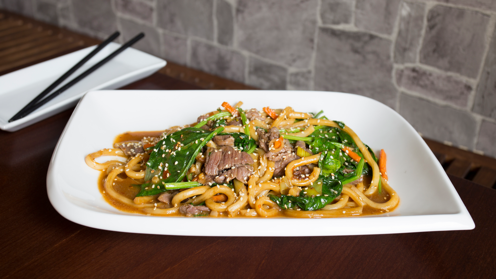 Korean Japchae Noodles with Spinach and Beef