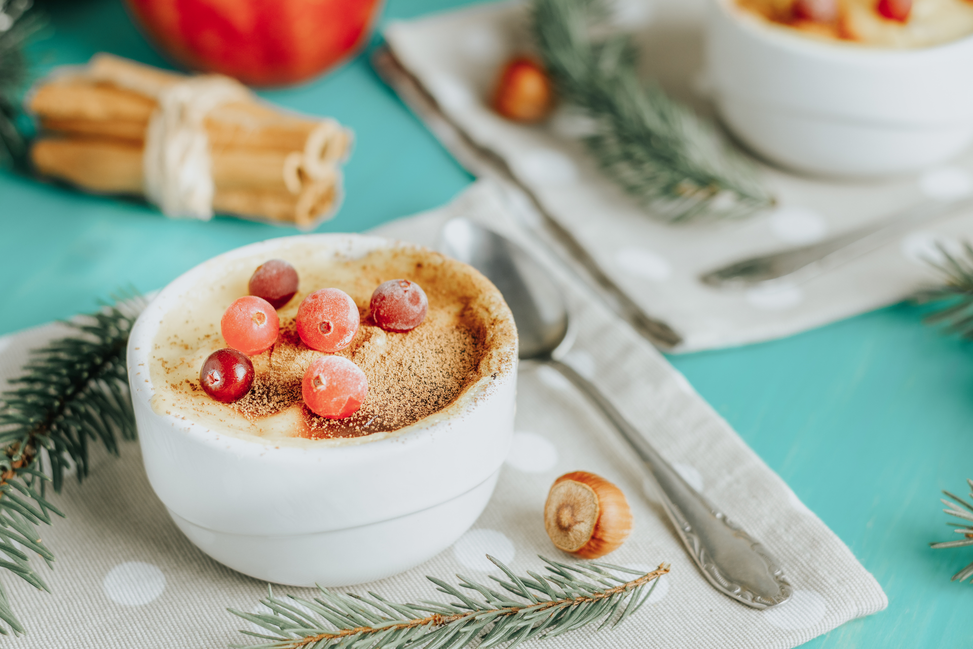 Latvian Rye Bread Pudding with Cranberries and Cream