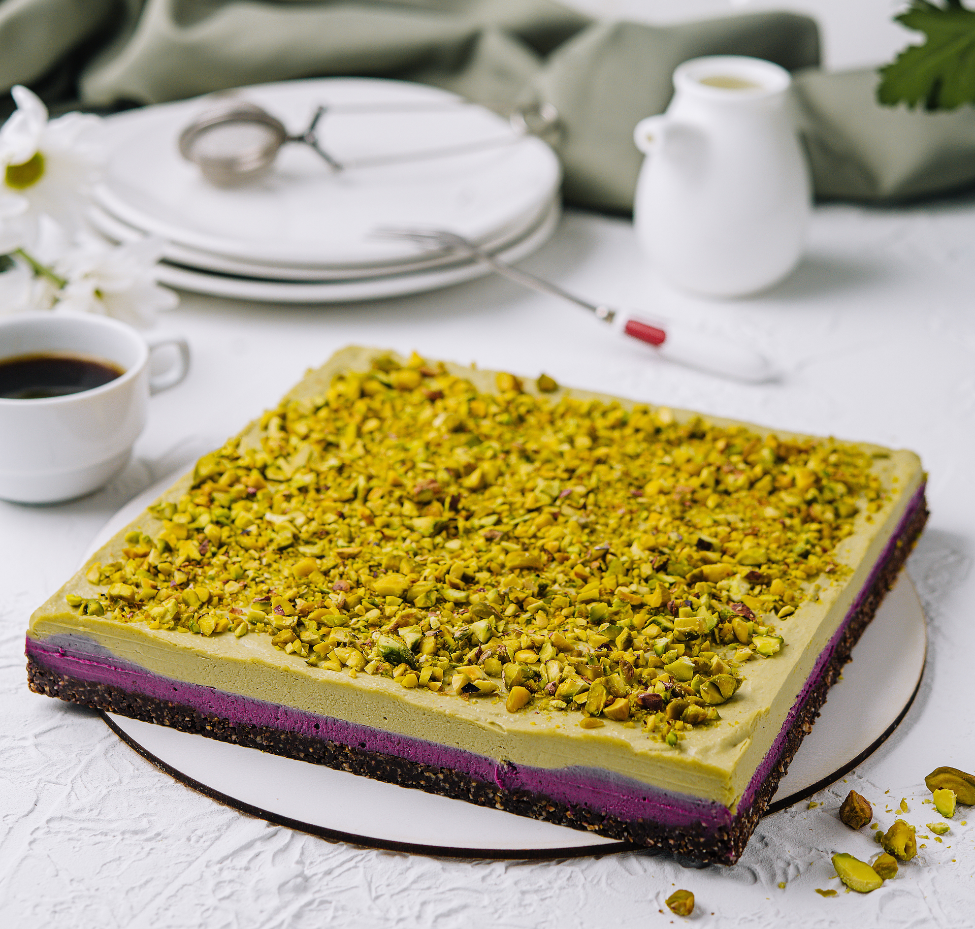 Lebanese Pistachio and Rosewater Cake with Lemon Syrup