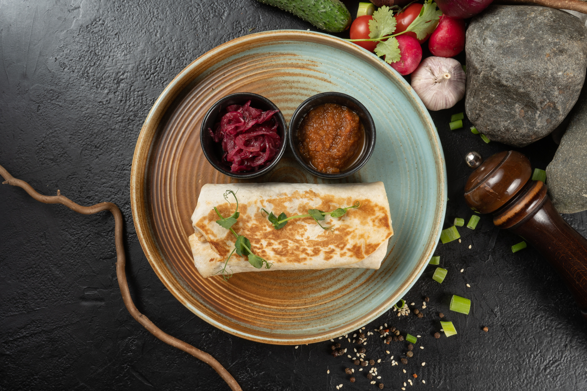 Lebanese Spiced Lentil Rolls with Sumac Yogurt Drizzle