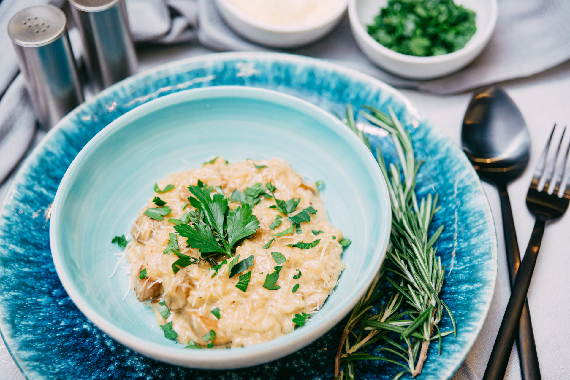 Lemony Greek Avgolemono Risotto with Dill-Infused Olive Oil