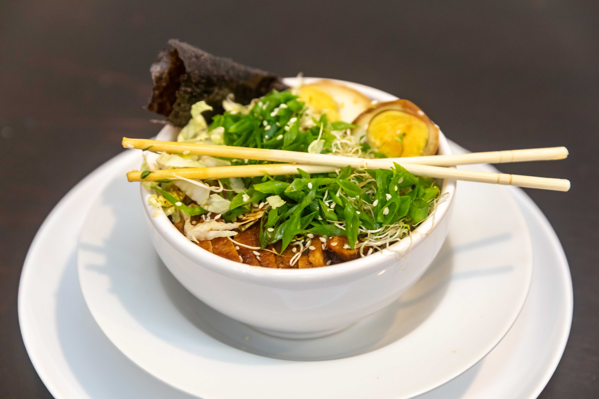 Luminous Japanese Udon Bowl with Miso-Ginger Broth and Seaweed
