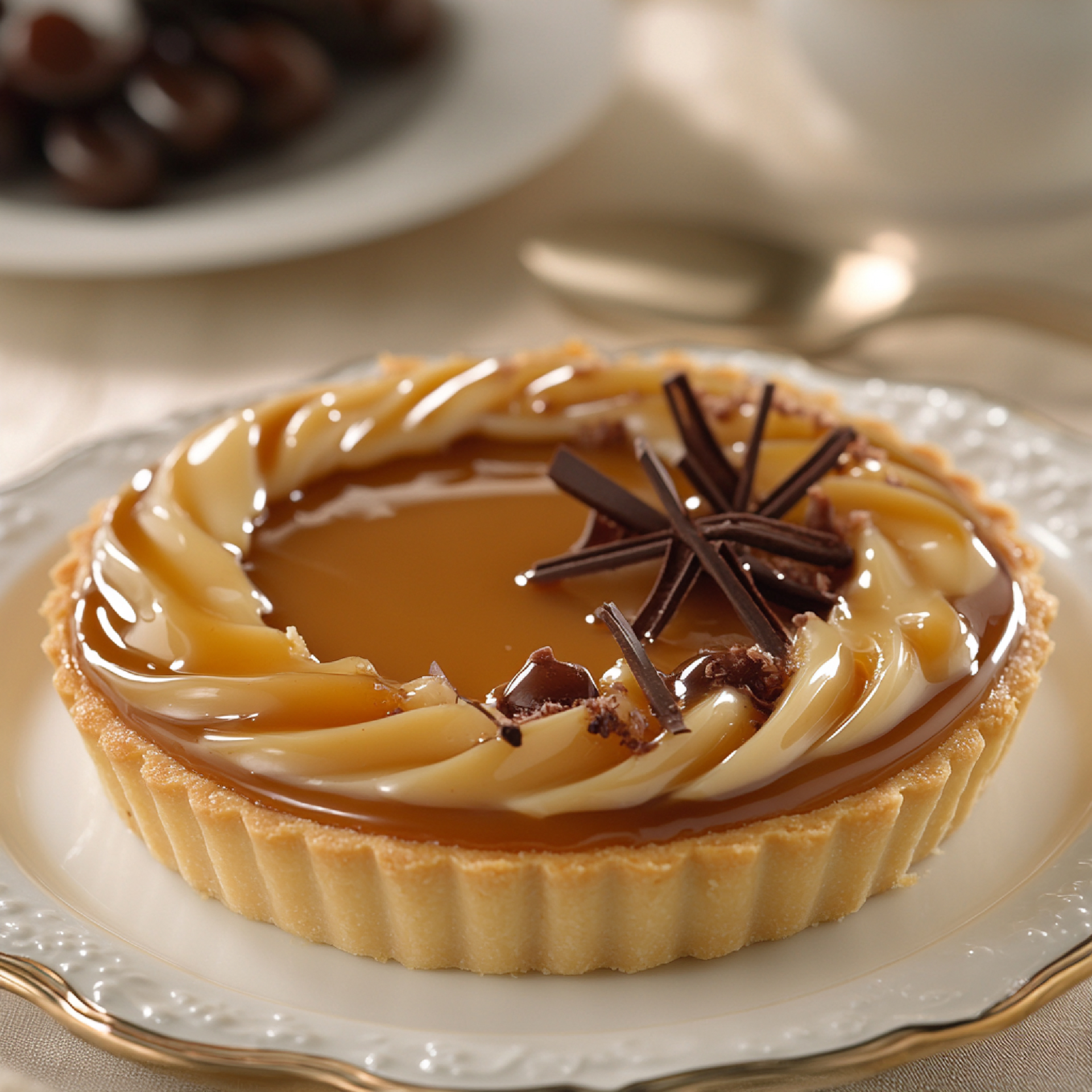 Luscious Madagascar Vanilla Bean Tart with Caramel Drizzle