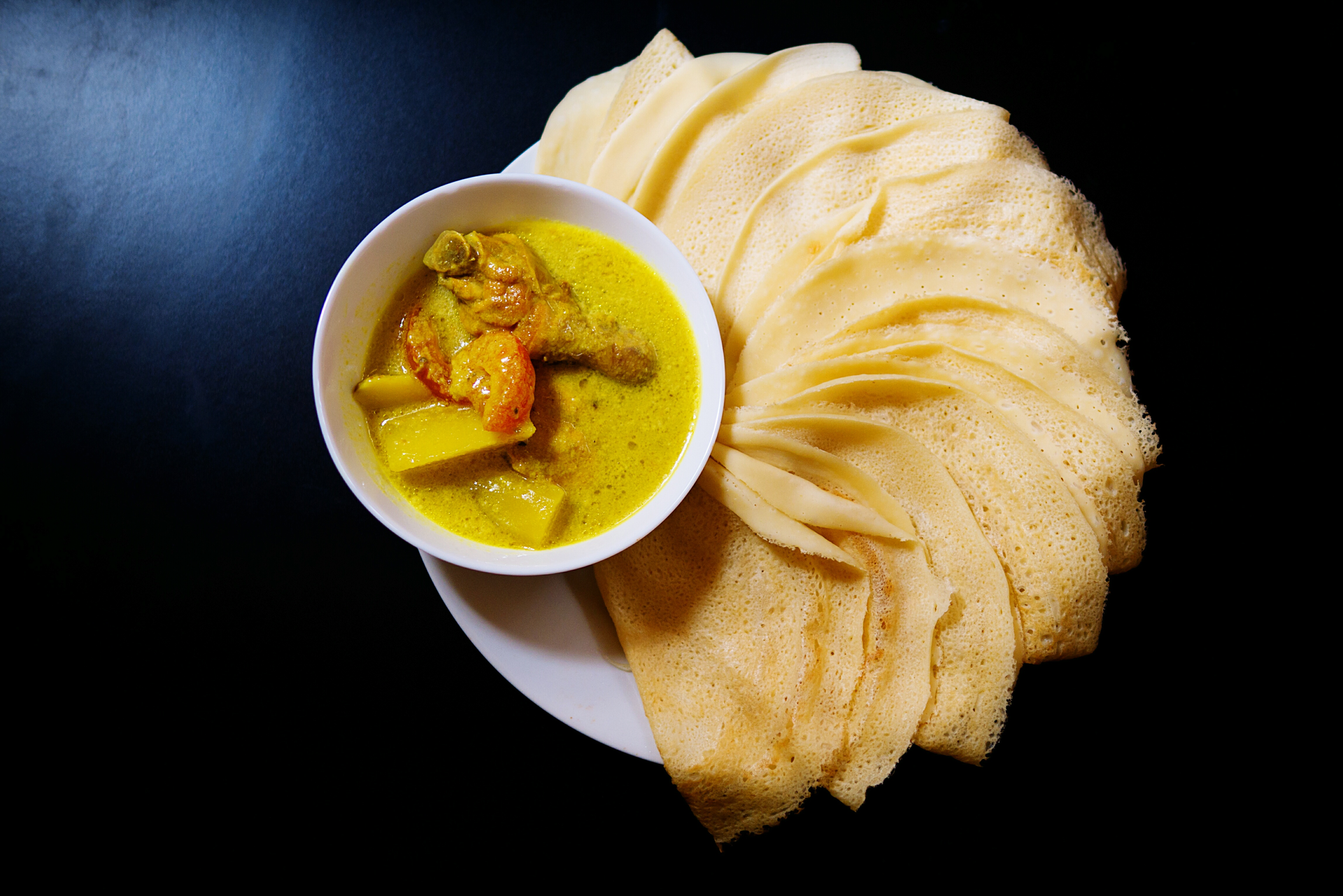 Malaysian Roti Jala with Curry Chicken