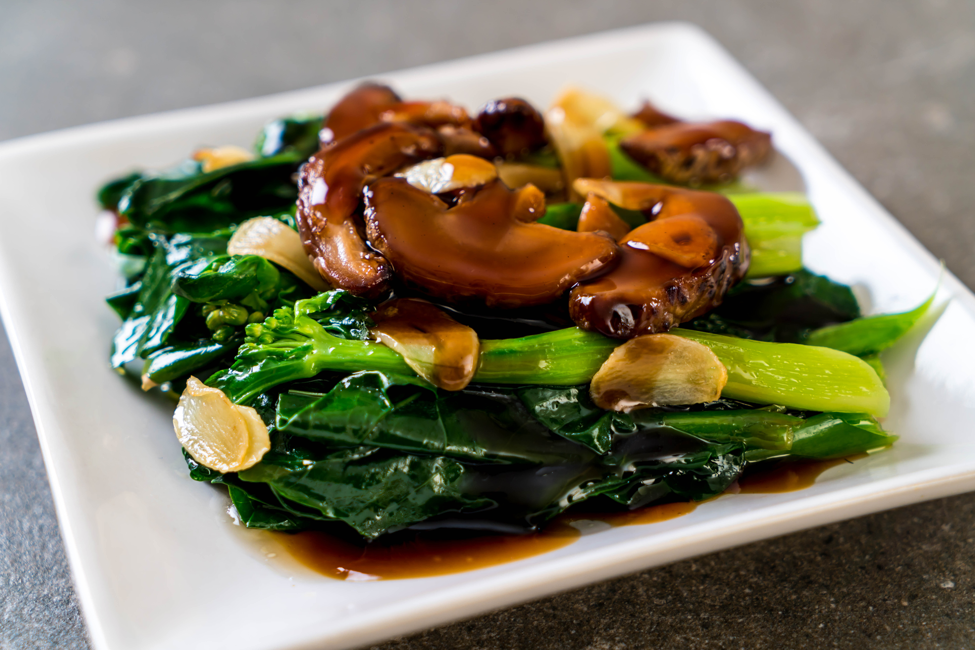 Mandarin Caramel Pork with Crispy Water Spinach