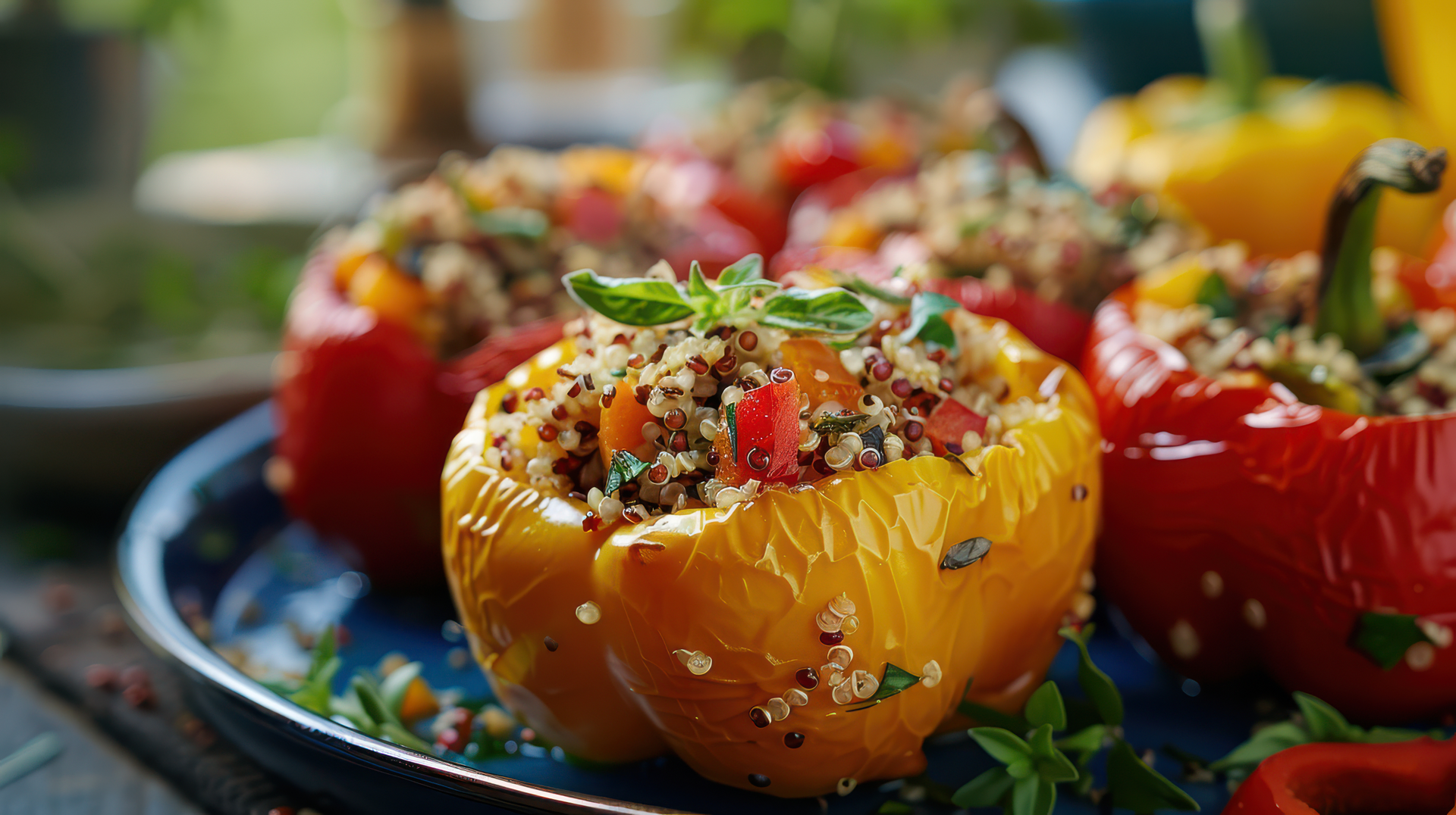 Mediterranean Stuffed Peppers with Quinoa and Herb Feta